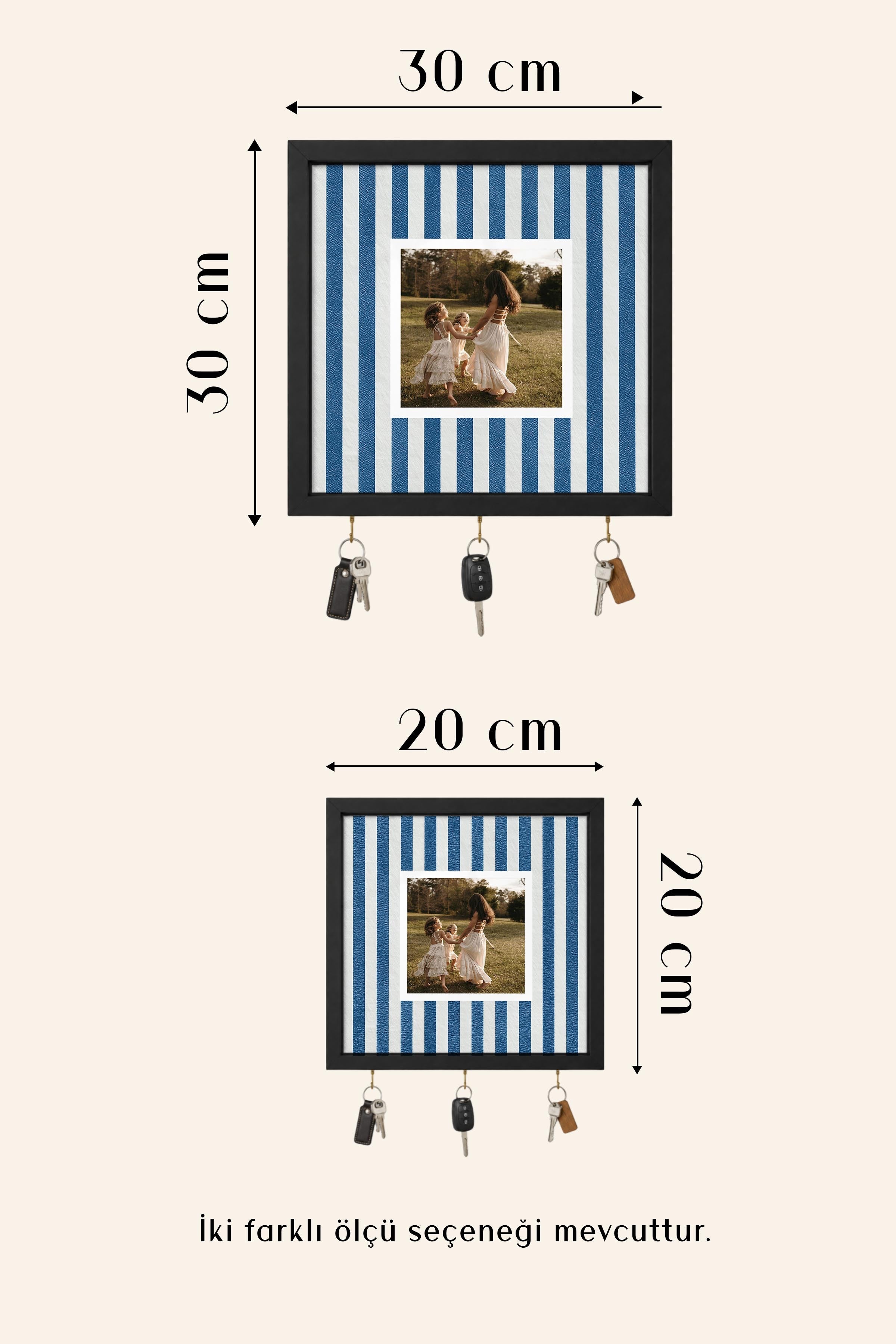 Kişiye Özel Tablo Anahtarlık, Photobooth Stili Bej Fotoğraf Çerçevesi, Vintage Duvar Dekoru