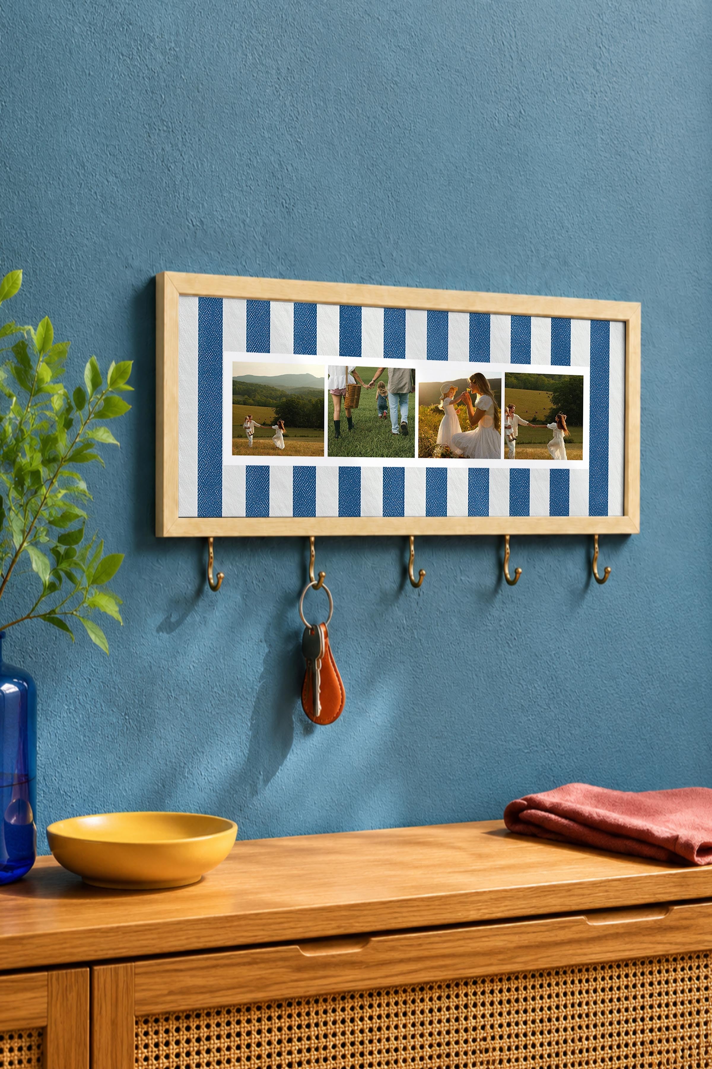 Kişiye Özel Tablo Anahtarlık, Photobooth Stili Bej Fotoğraf Çerçevesi, Vintage Duvar Dekoru
