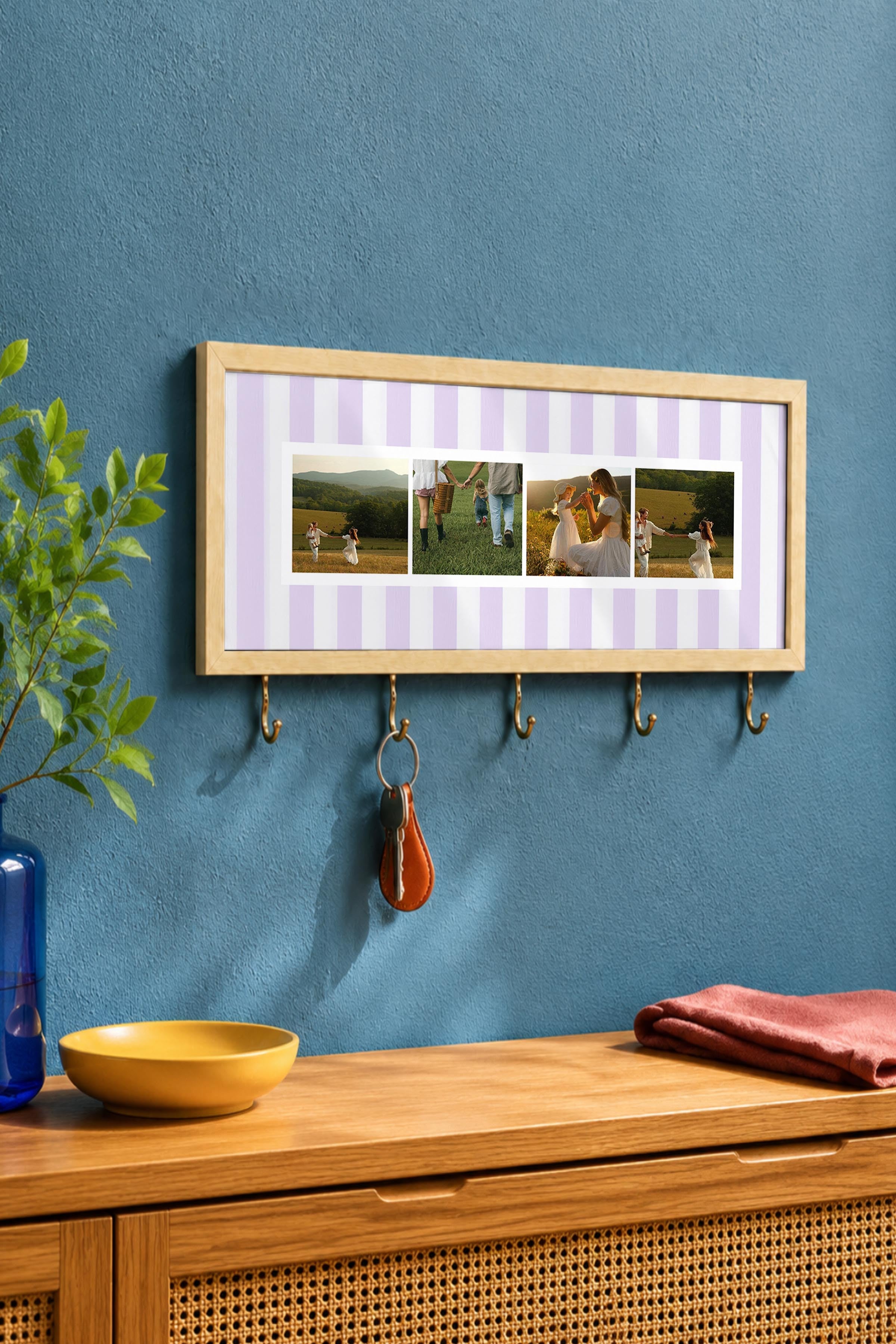 Kişiye Özel Tablo Anahtarlık, Photobooth Stili Bej Fotoğraf Çerçevesi, Vintage Duvar Dekoru