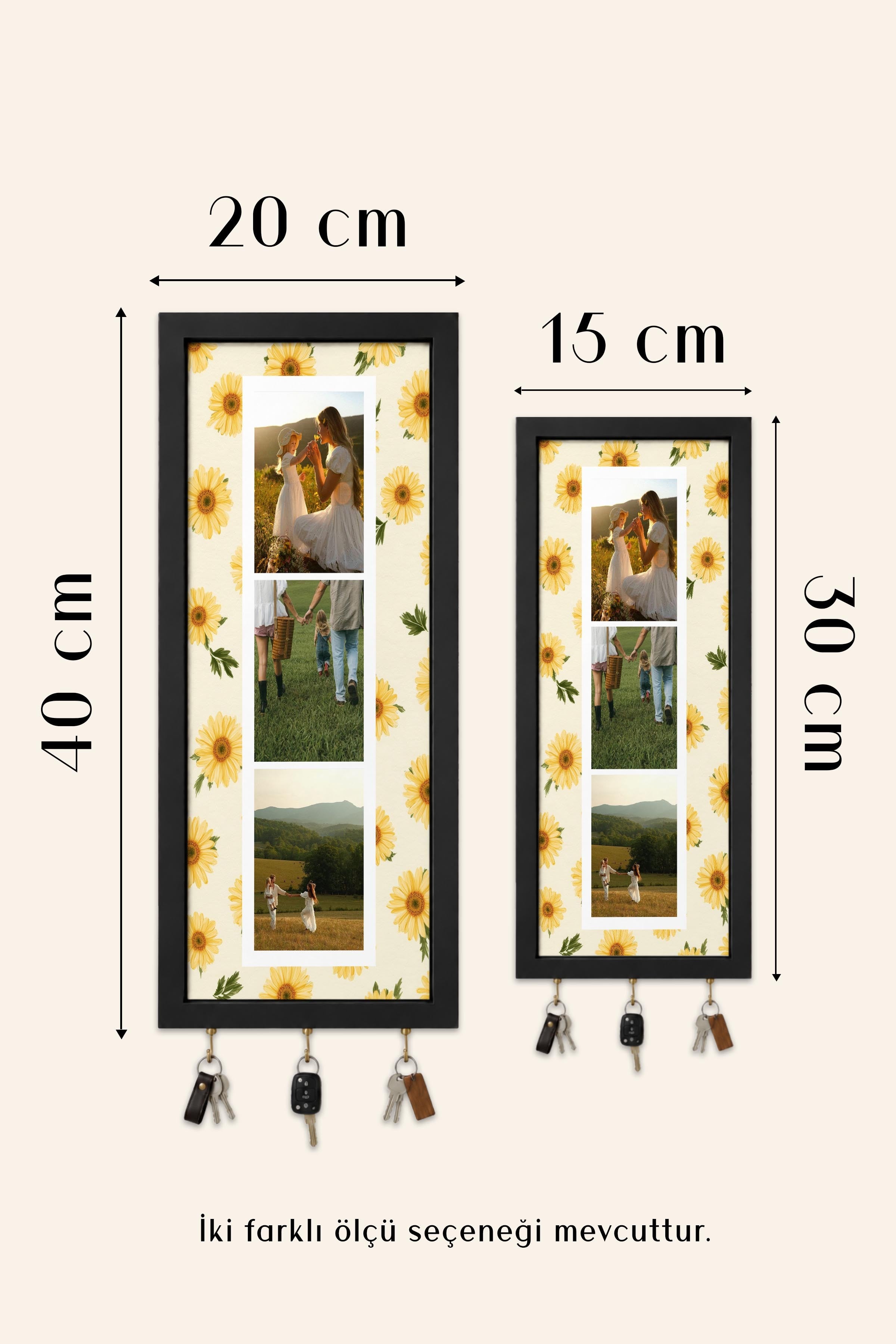 Kişiye Özel Tablo Anahtarlık, Photobooth Stili Bej Fotoğraf Çerçevesi, Vintage Duvar Dekoru