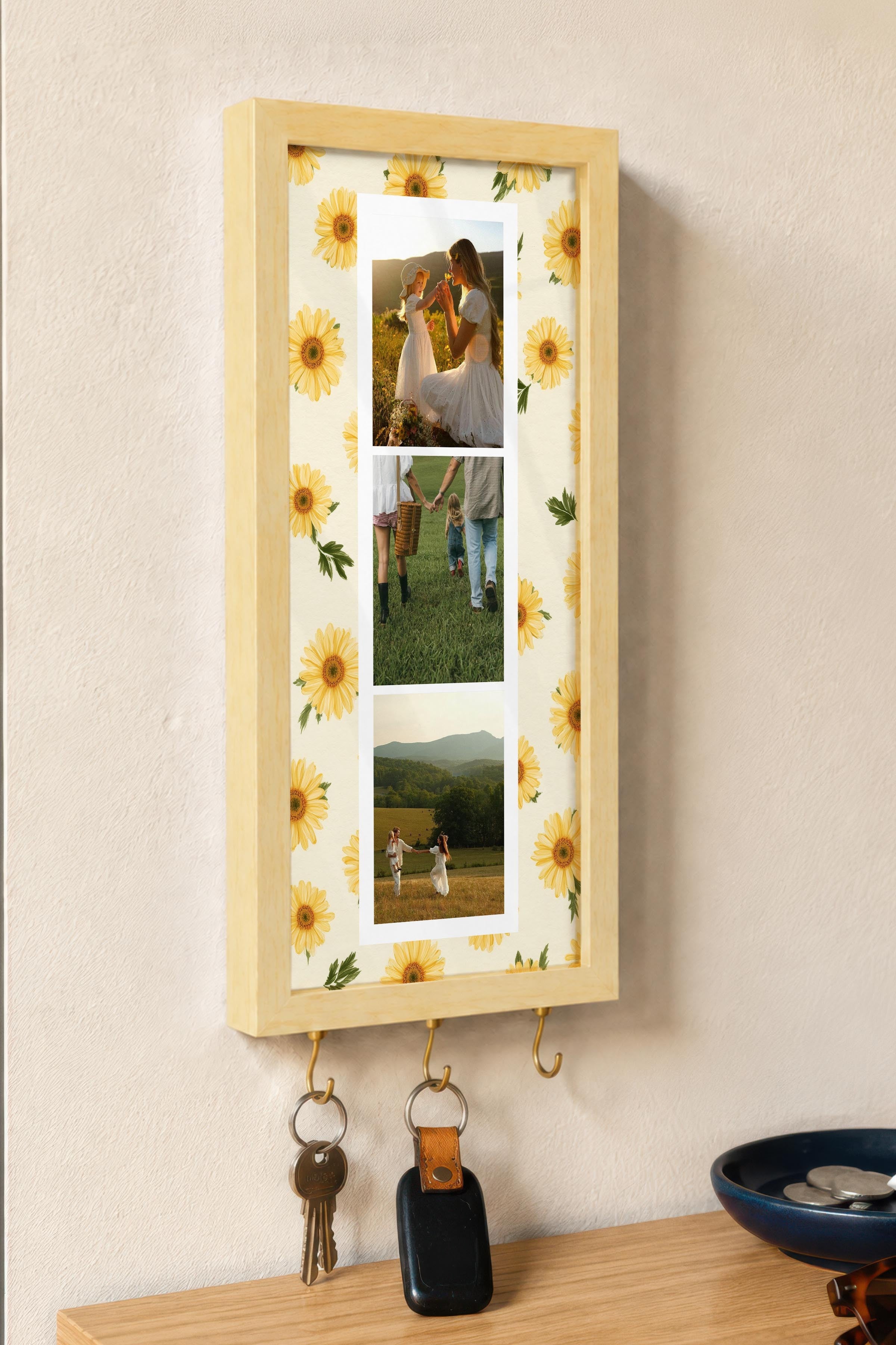 Kişiye Özel Tablo Anahtarlık, Photobooth Stili Bej Fotoğraf Çerçevesi, Vintage Duvar Dekoru