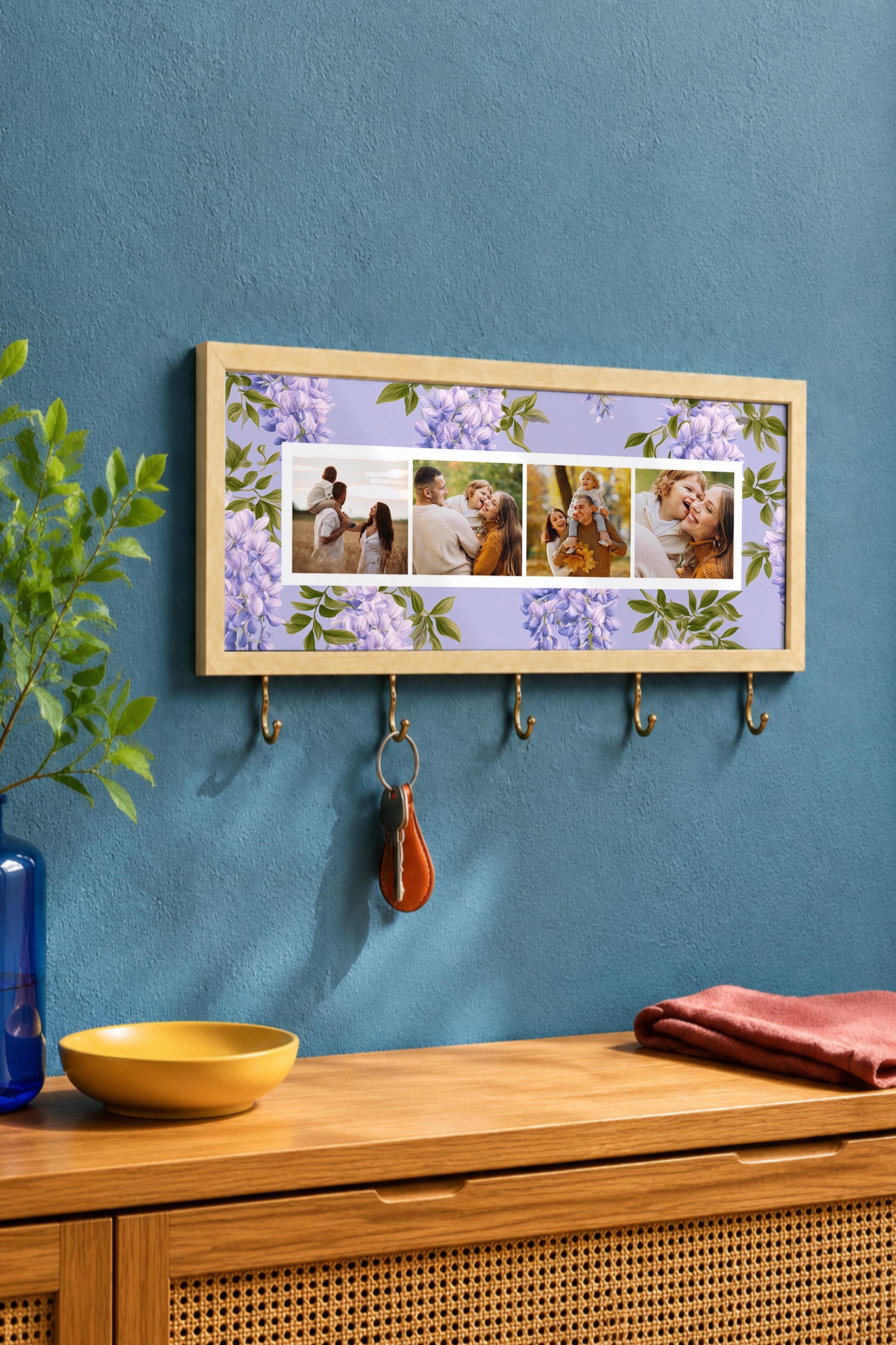 Kişiye Özel Tablo Anahtarlık, Photobooth Stili Bej Fotoğraf Çerçevesi, Vintage Duvar Dekoru