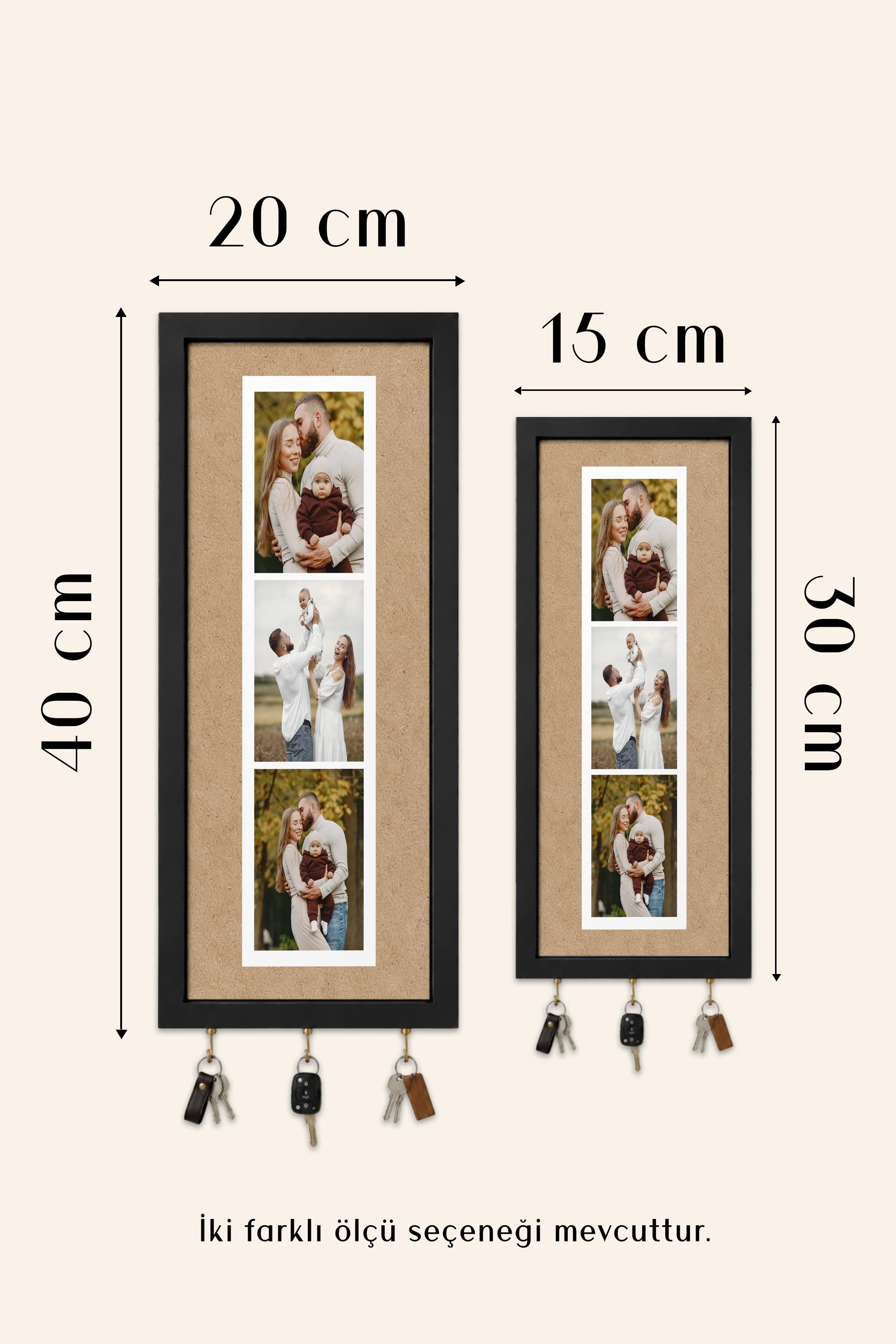 Kişiye Özel Tablo Anahtarlık, Photobooth Stili Bej Fotoğraf Çerçevesi, Vintage Duvar Dekoru
