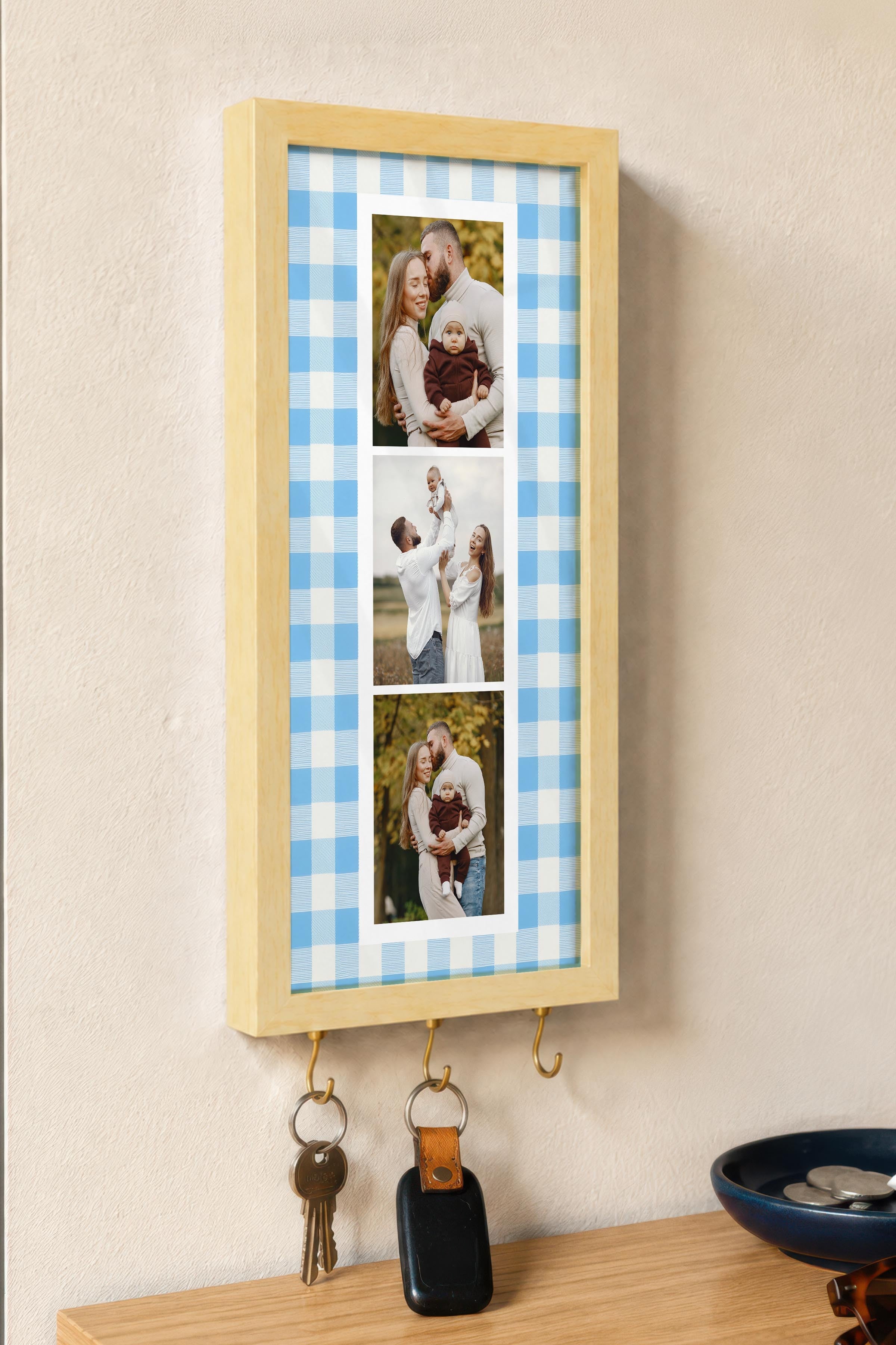 Kişiye Özel Tablo Anahtarlık, Photobooth Stili Bej Fotoğraf Çerçevesi, Vintage Duvar Dekoru