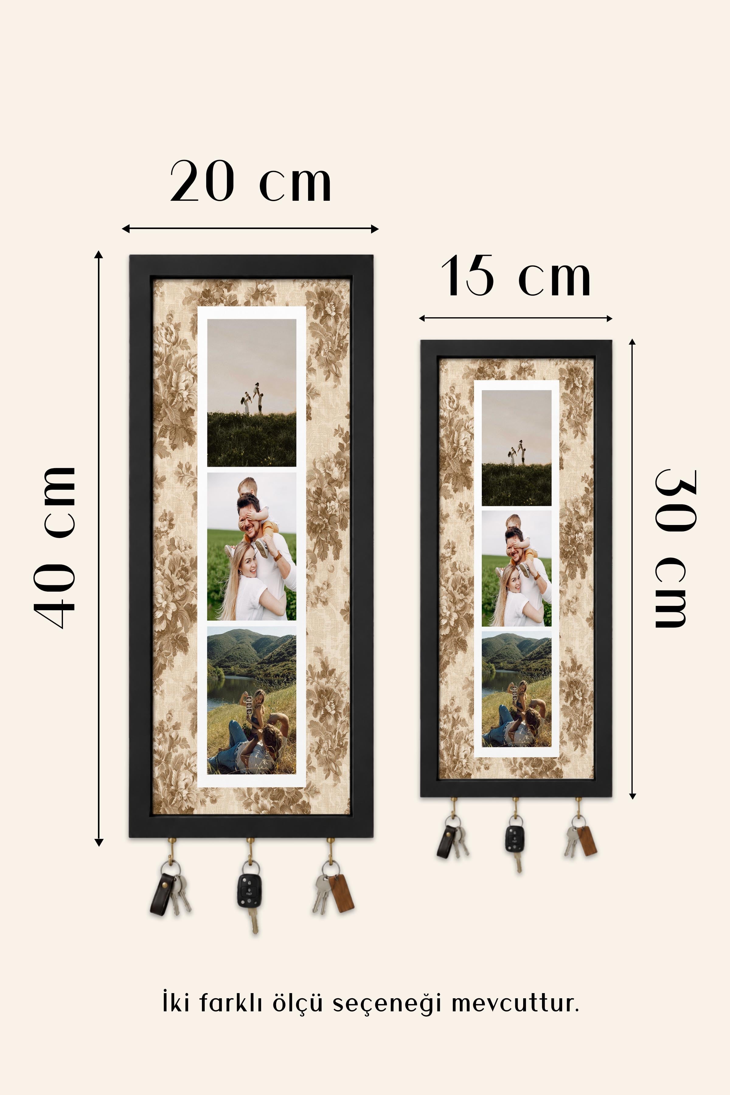 Kişiye Özel Tablo Anahtarlık, Photobooth Stili Bej Fotoğraf Çerçevesi, Vintage Duvar Dekoru
