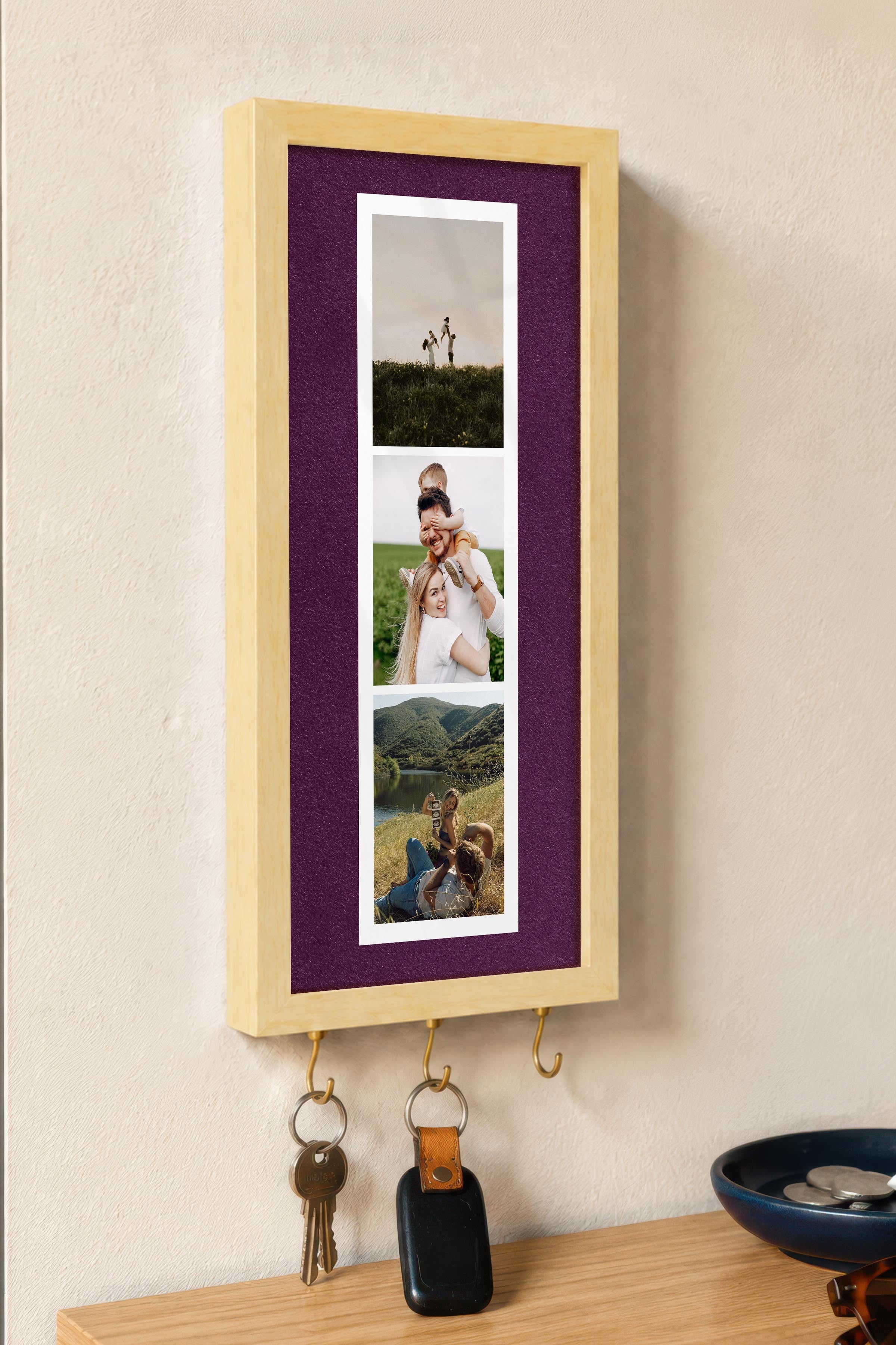 Kişiye Özel Tablo Anahtarlık, Photobooth Stili Bej Fotoğraf Çerçevesi, Vintage Duvar Dekoru