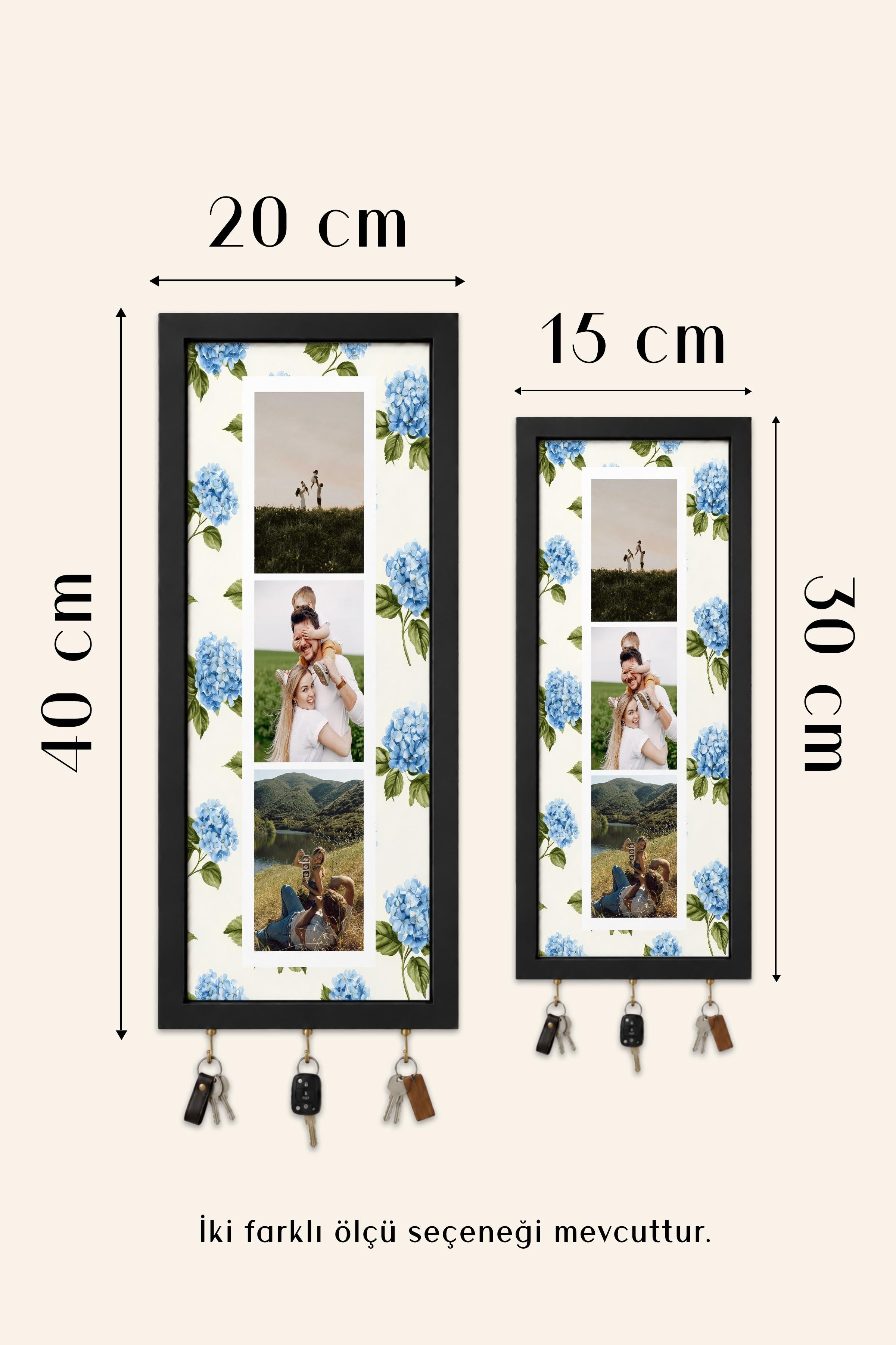 Kişiye Özel Tablo Anahtarlık, Photobooth Stili Bej Fotoğraf Çerçevesi, Vintage Duvar Dekoru