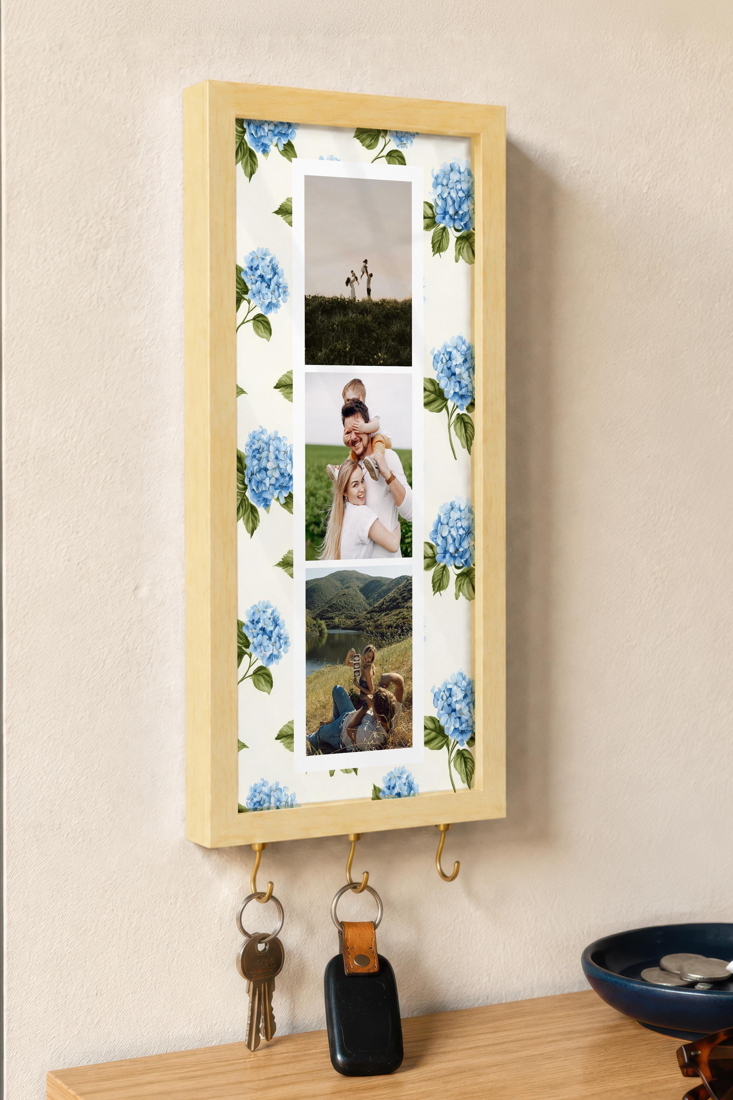 Kişiye Özel Tablo Anahtarlık, Photobooth Stili Bej Fotoğraf Çerçevesi, Vintage Duvar Dekoru