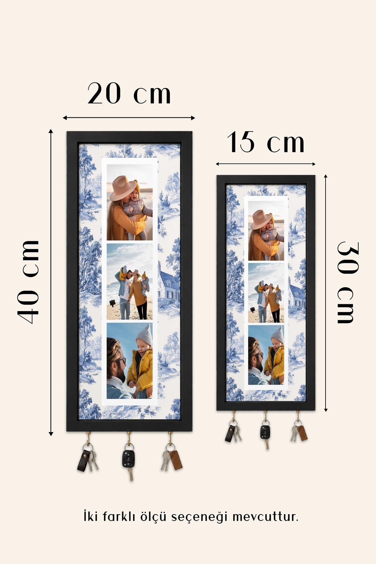 Kişiye Özel Tablo Anahtarlık, Photobooth Stili Bej Fotoğraf Çerçevesi, Vintage Duvar Dekoru