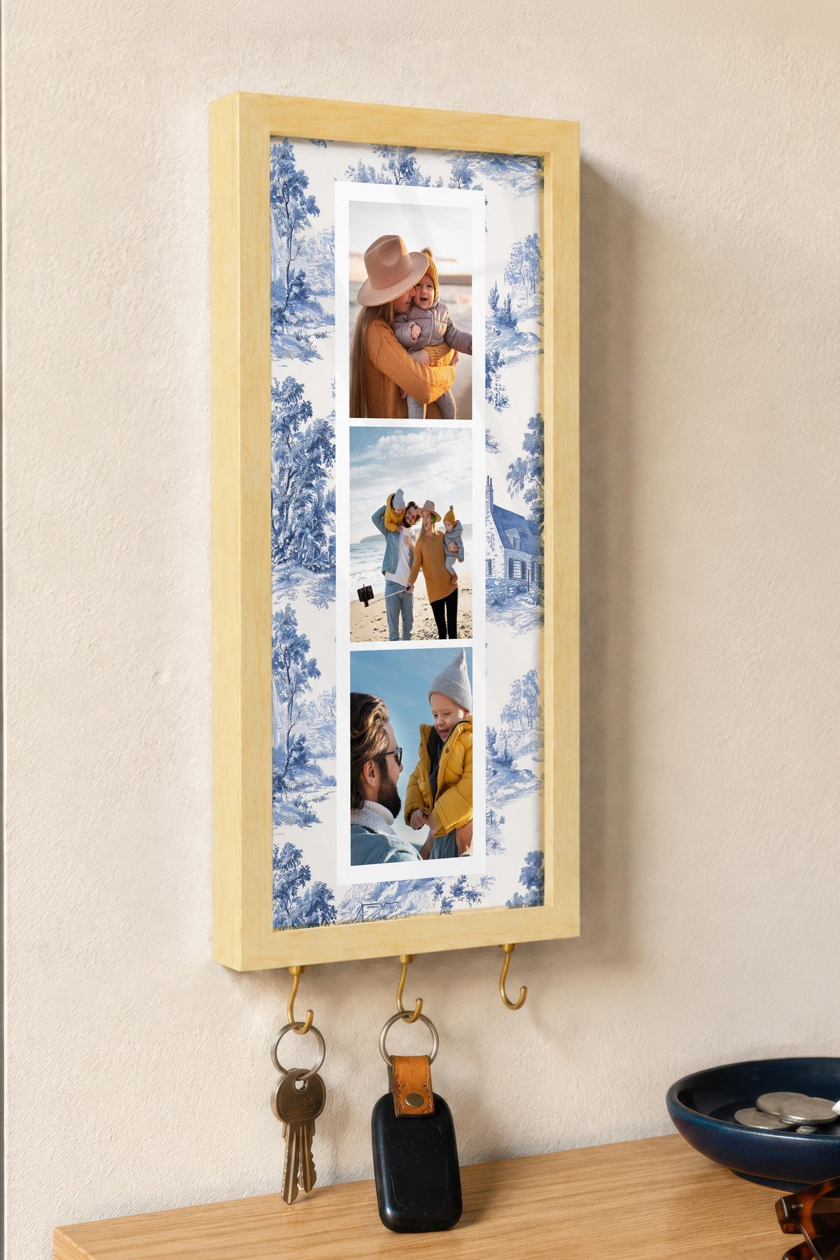 Kişiye Özel Tablo Anahtarlık, Photobooth Stili Bej Fotoğraf Çerçevesi, Vintage Duvar Dekoru