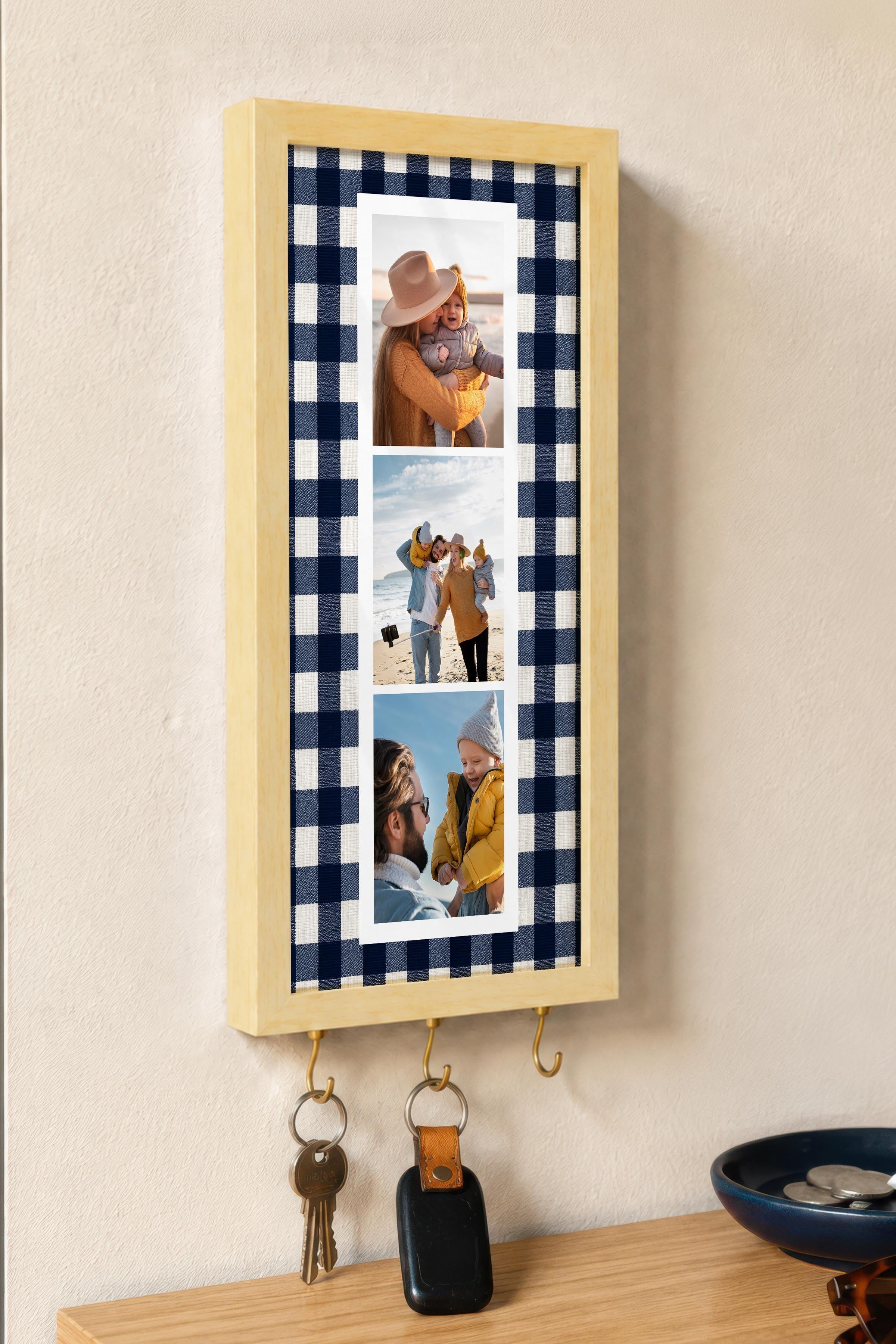 Kişiye Özel Tablo Anahtarlık, Photobooth Stili Bej Fotoğraf Çerçevesi, Vintage Duvar Dekoru