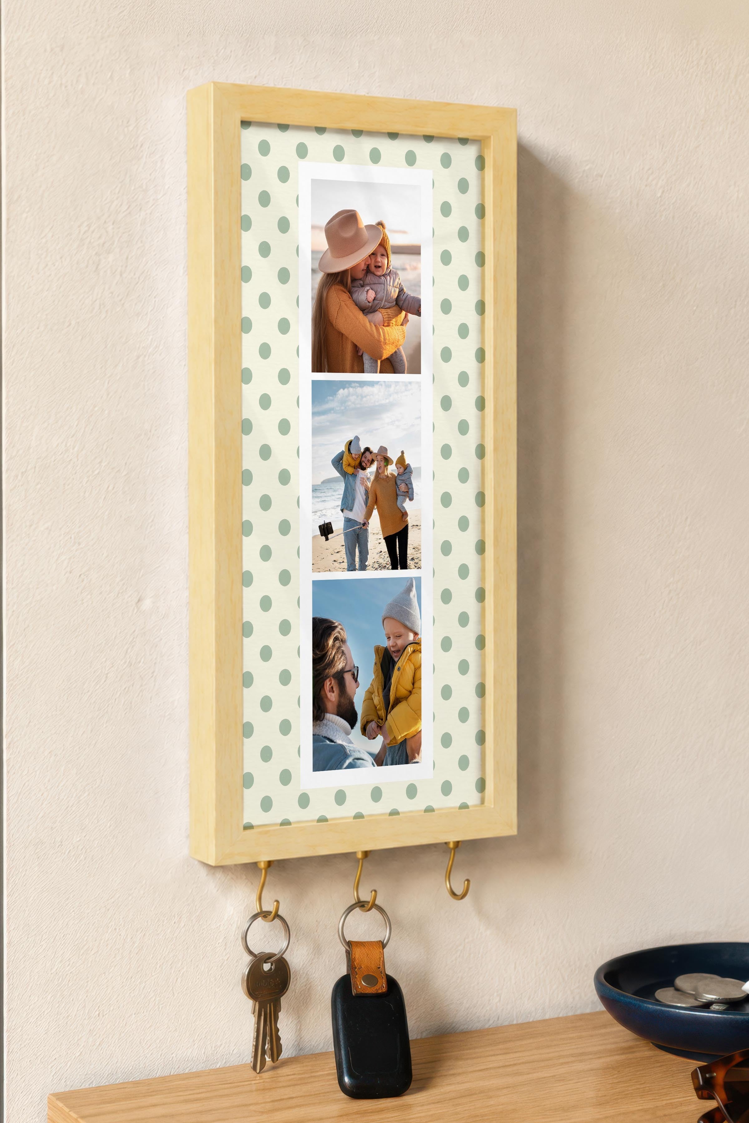 Kişiye Özel Tablo Anahtarlık, Photobooth Stili Bej Fotoğraf Çerçevesi, Vintage Duvar Dekoru