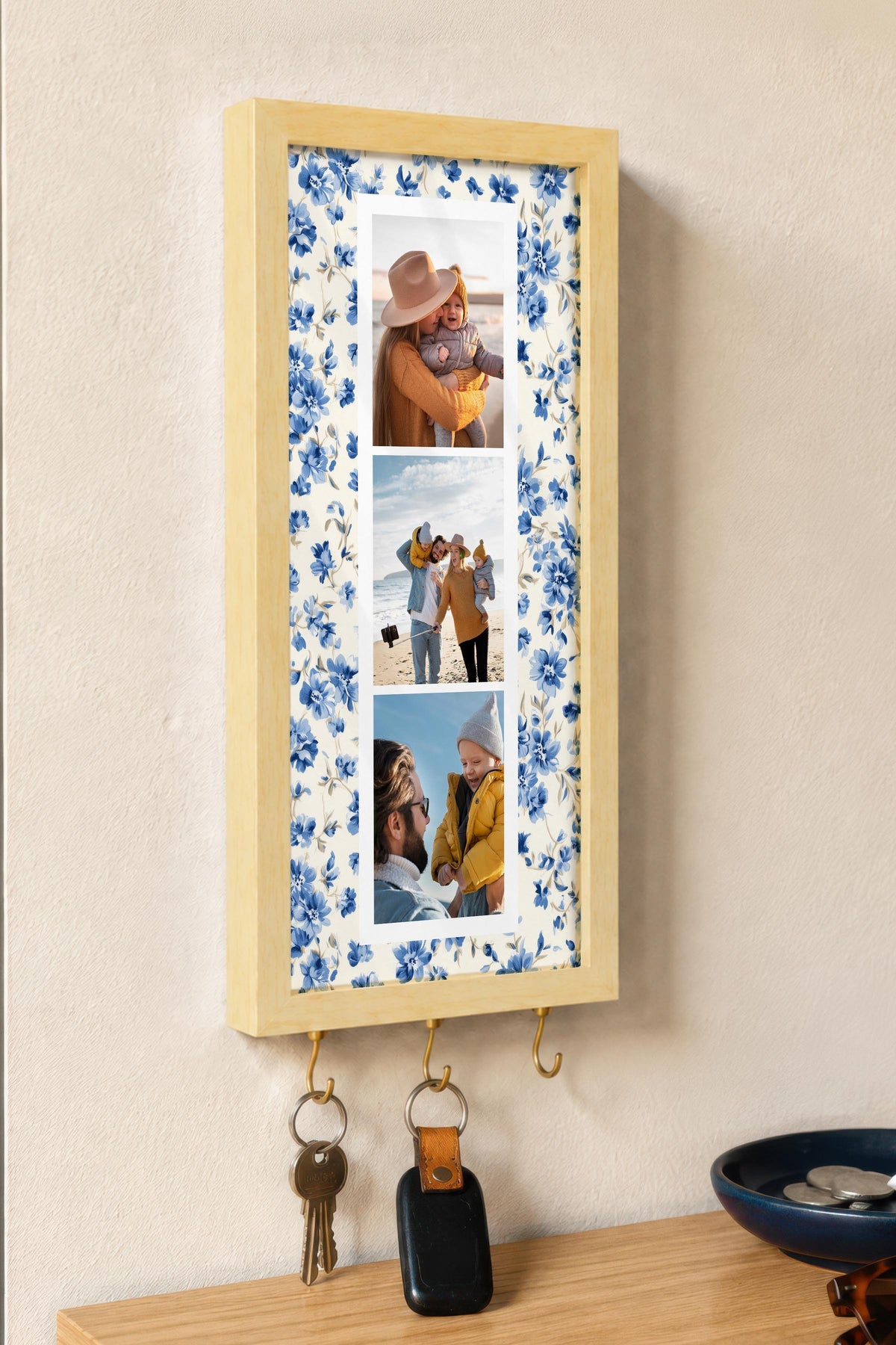 Kişiye Özel Tablo Anahtarlık, Photobooth Stili Bej Fotoğraf Çerçevesi, Vintage Duvar Dekoru