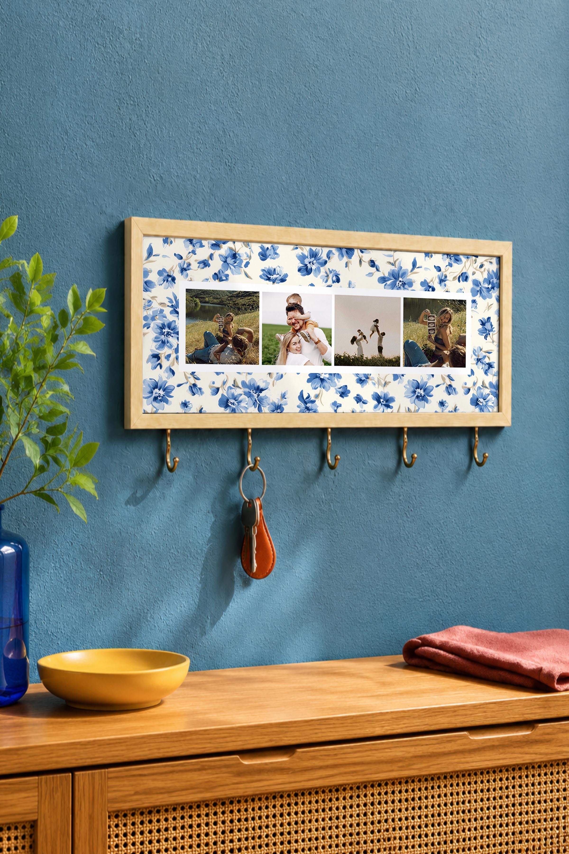 Kişiye Özel Tablo Anahtarlık, Photobooth Stili Bej Fotoğraf Çerçevesi, Vintage Duvar Dekoru