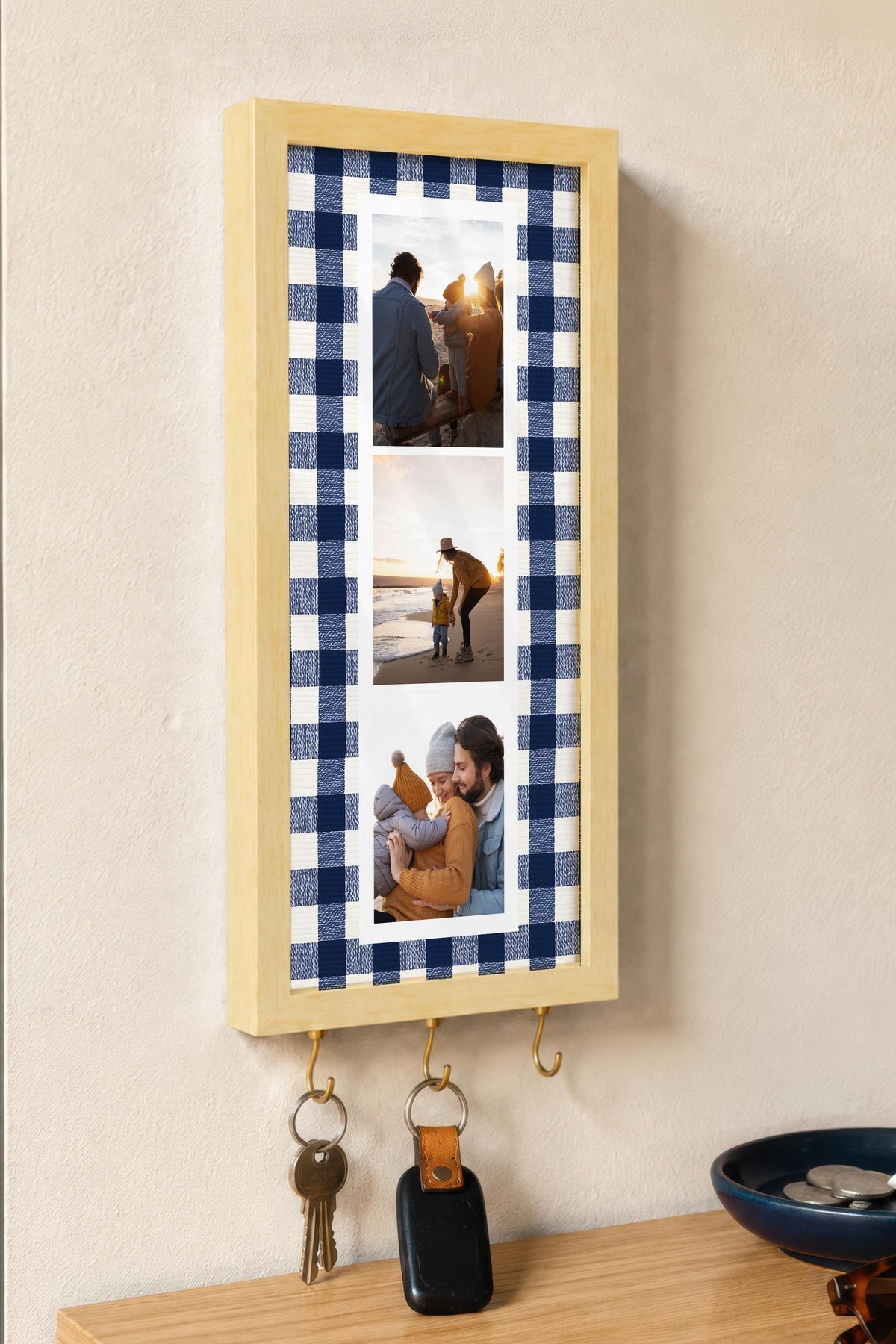 Kişiye Özel Tablo Anahtarlık, Photobooth Stili Bej Fotoğraf Çerçevesi, Vintage Duvar Dekoru