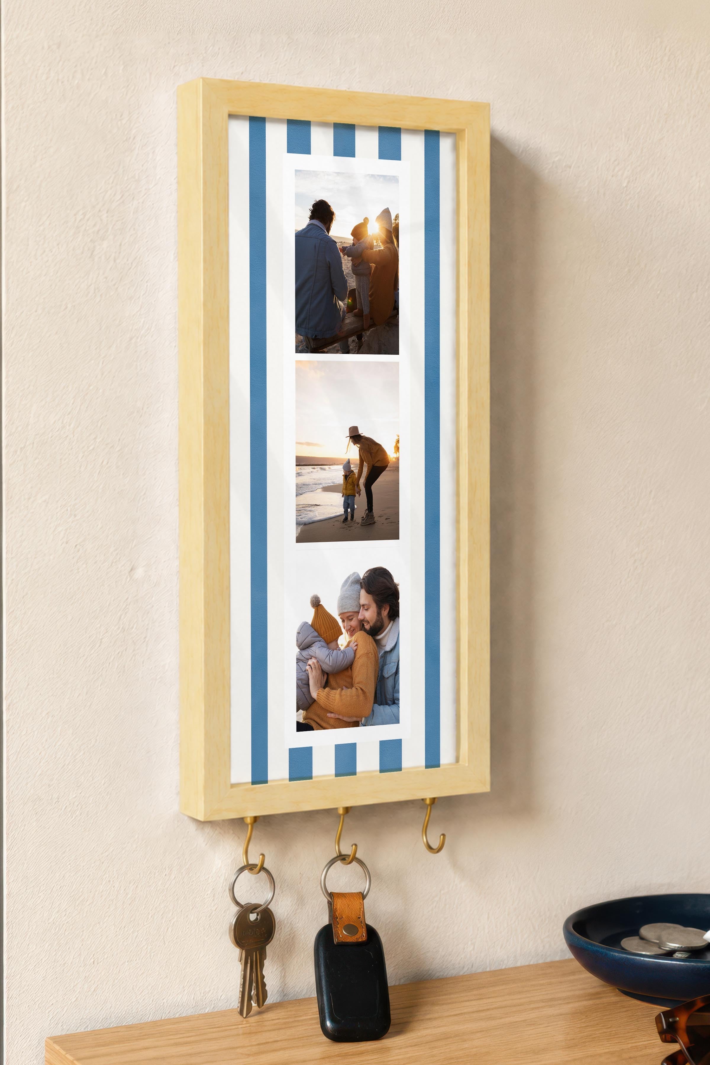 Kişiye Özel Tablo Anahtarlık, Photobooth Stili Bej Fotoğraf Çerçevesi, Vintage Duvar Dekoru