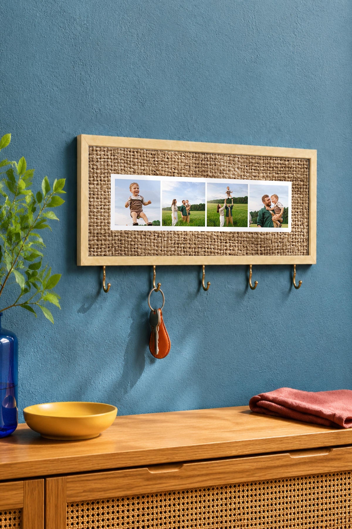 Kişiye Özel Tablo Anahtarlık, Photobooth Stili Bej Fotoğraf Çerçevesi, Vintage Duvar Dekoru