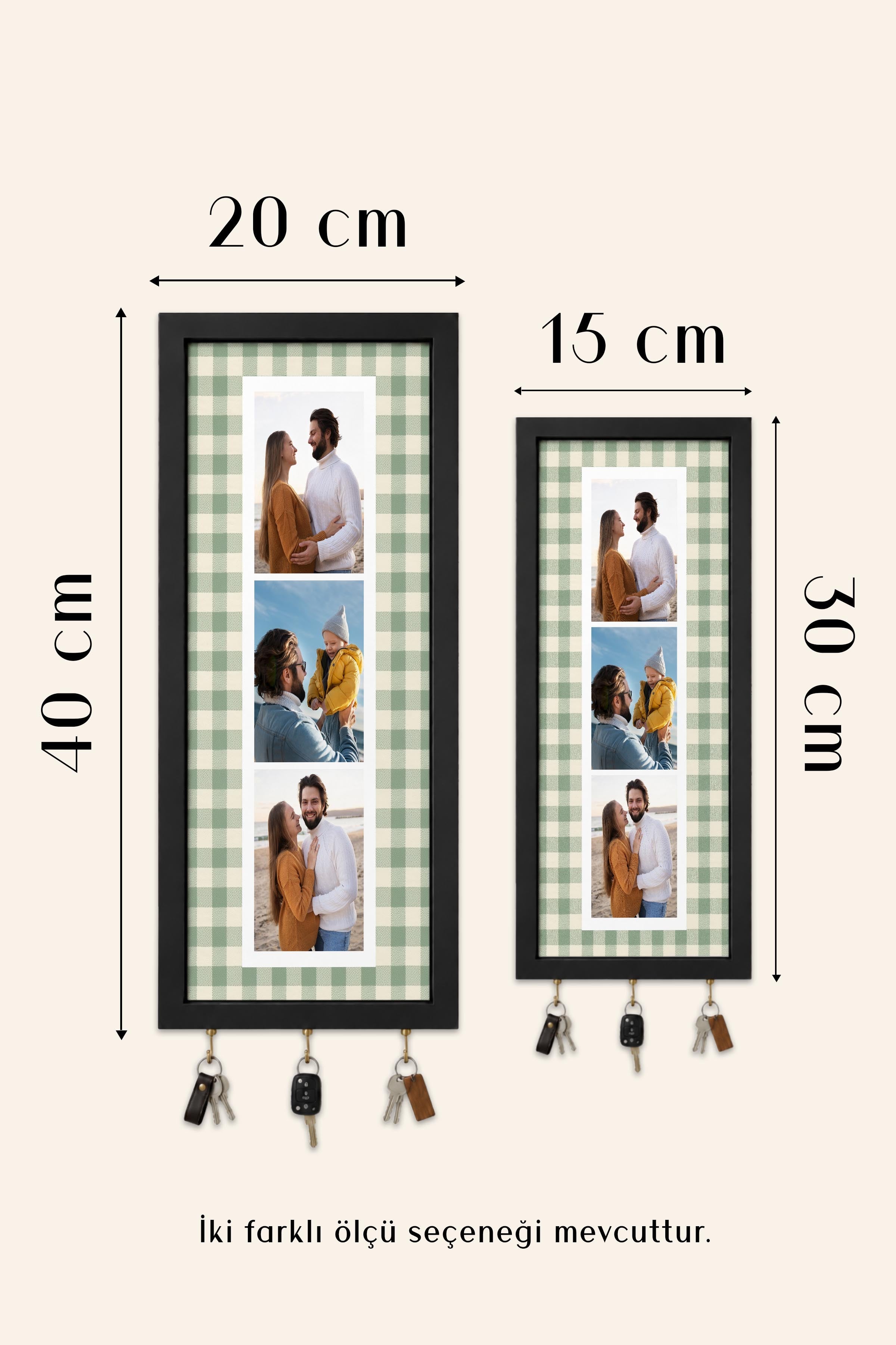Kişiye Özel Tablo Anahtarlık, Photobooth Stili Bej Fotoğraf Çerçevesi, Vintage Duvar Dekoru