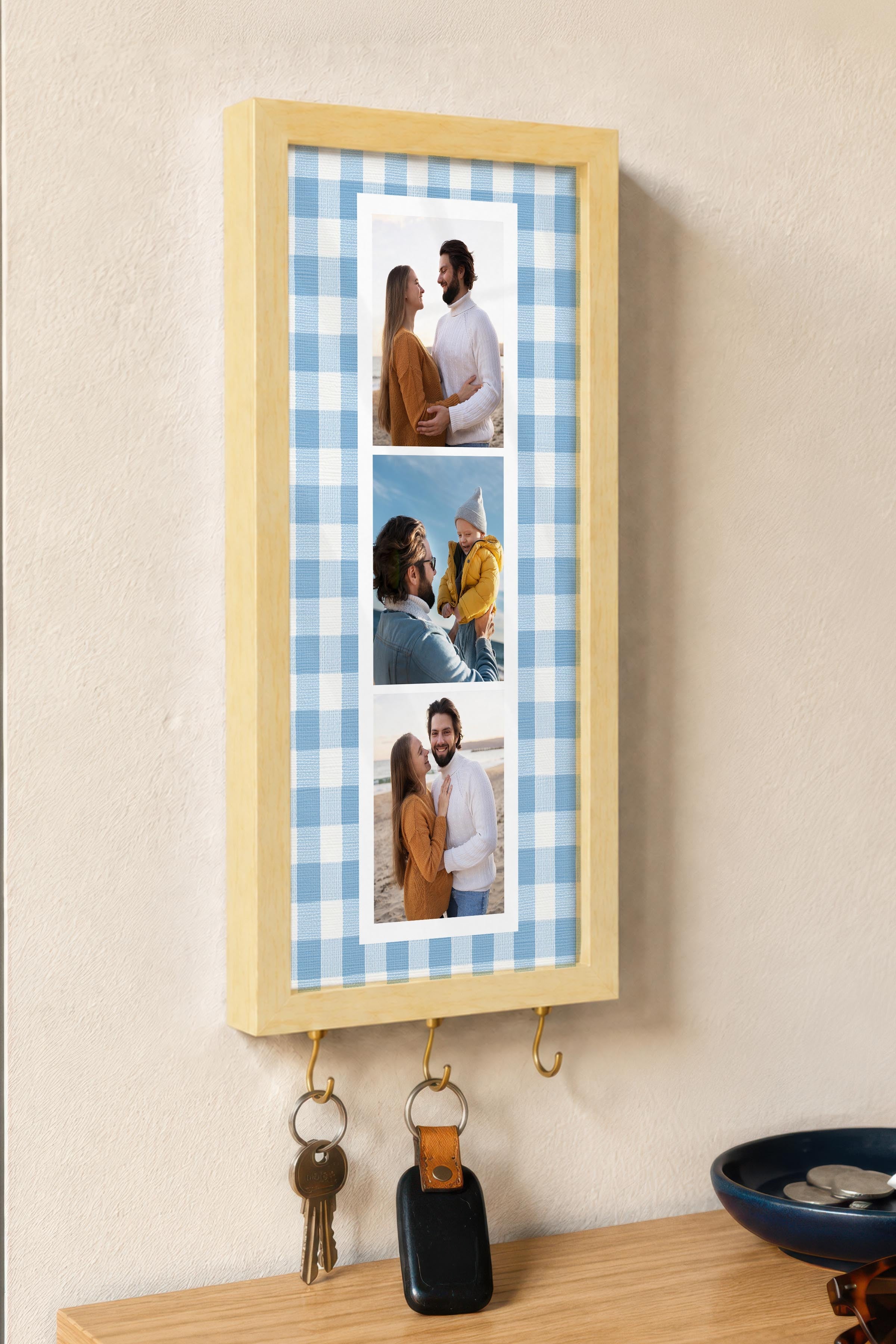 Kişiye Özel Tablo Anahtarlık, Photobooth Stili Bej Fotoğraf Çerçevesi, Vintage Duvar Dekoru