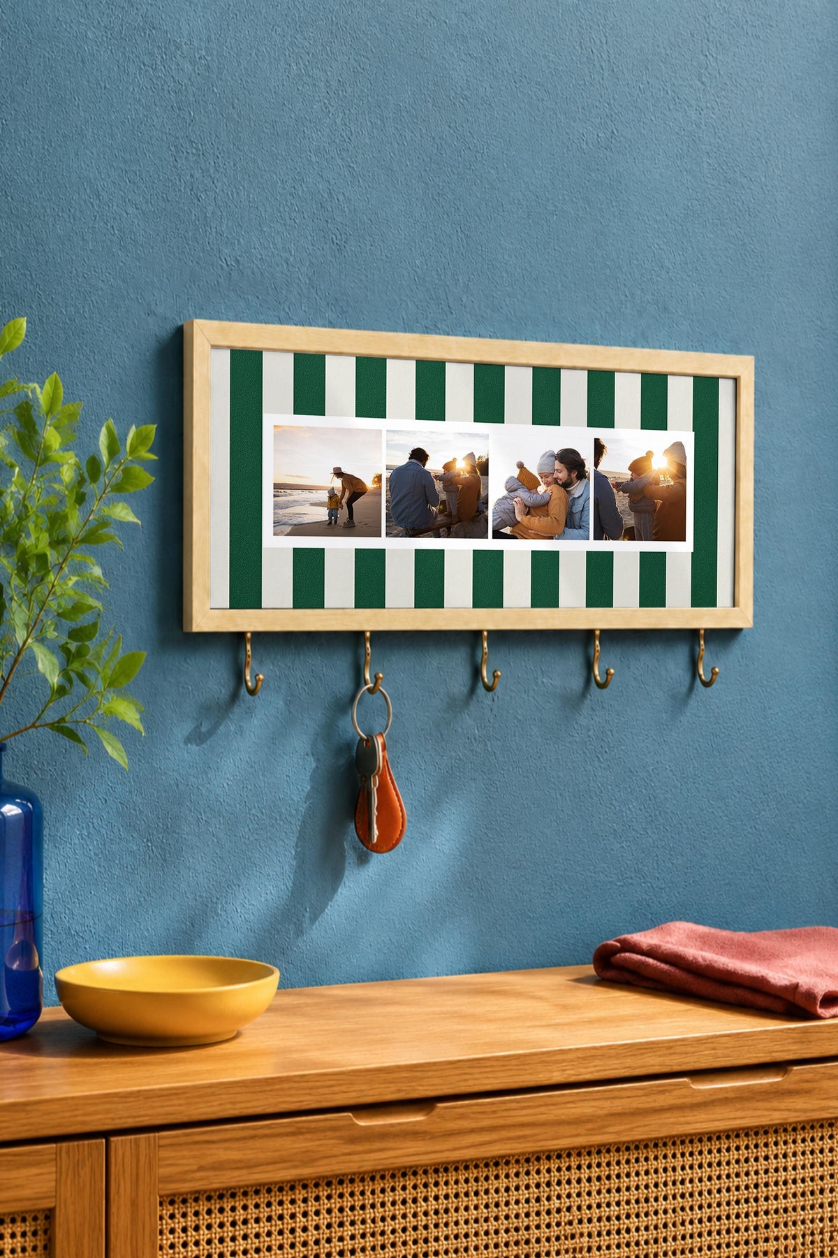Kişiye Özel Tablo Anahtarlık, Photobooth Stili Bej Fotoğraf Çerçevesi, Vintage Duvar Dekoru