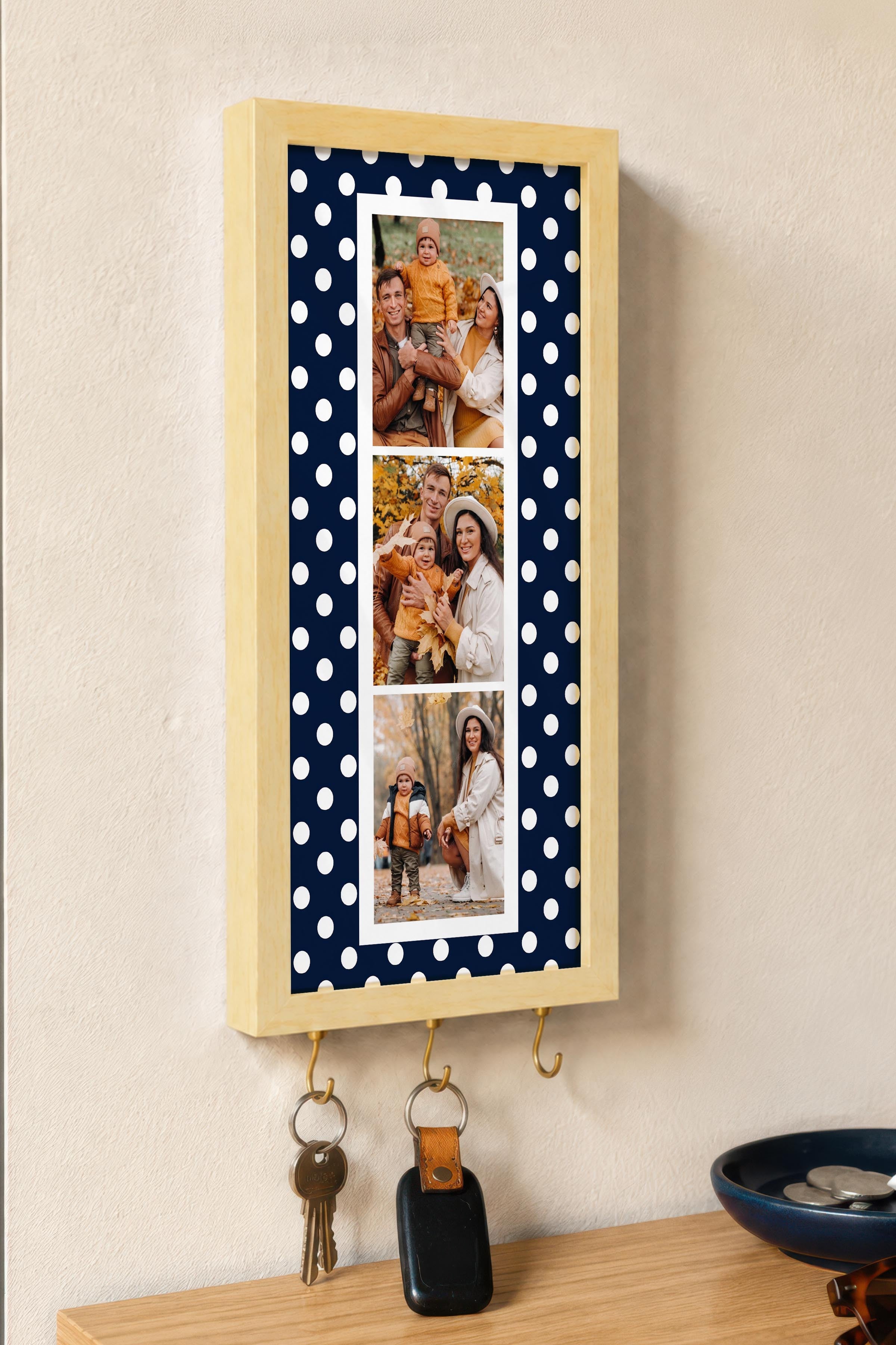 Kişiye Özel Tablo Anahtarlık, Photobooth Stili Bej Fotoğraf Çerçevesi, Vintage Duvar Dekoru