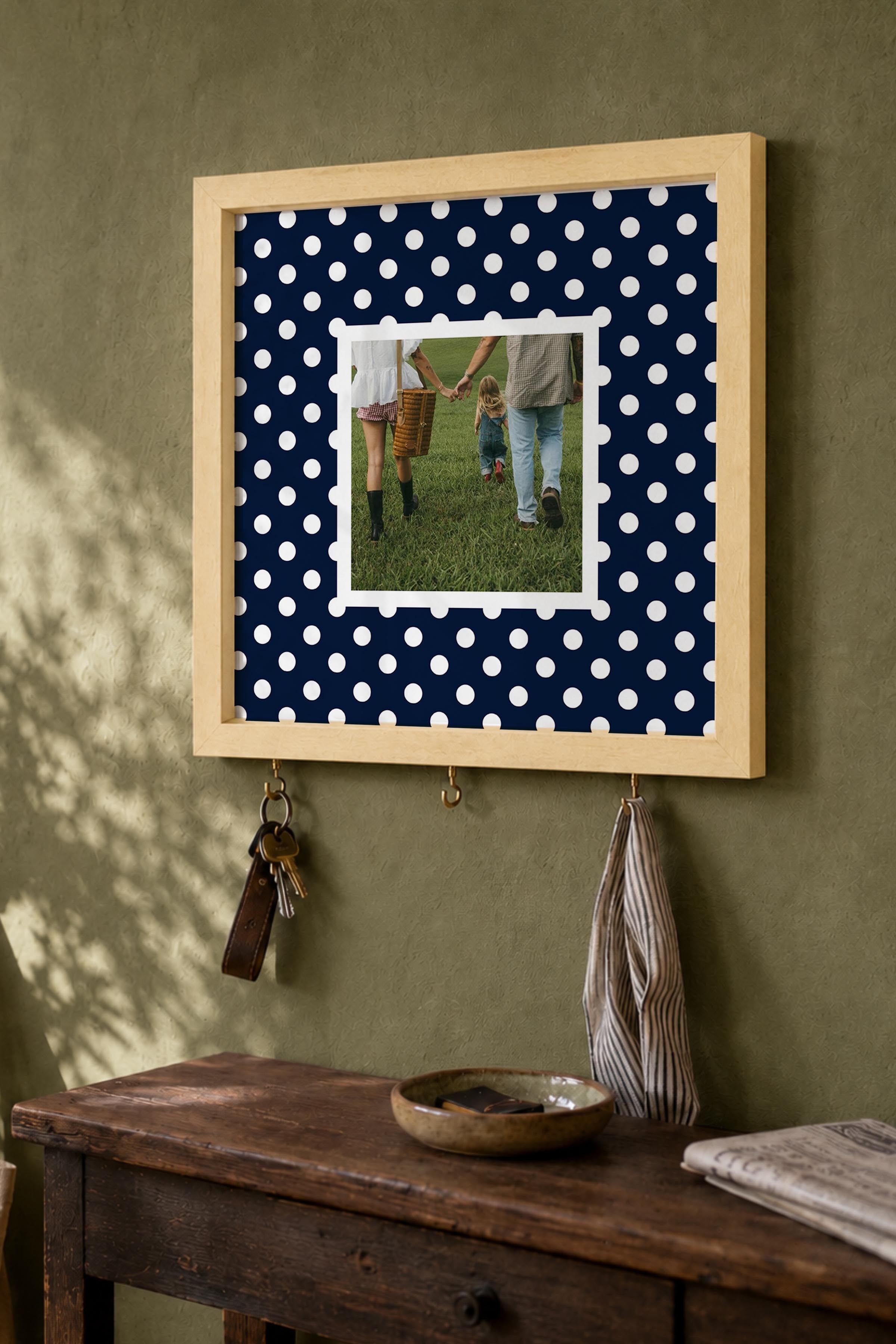 Kişiye Özel Tablo Anahtarlık, Photobooth Stili Bej Fotoğraf Çerçevesi, Vintage Duvar Dekoru