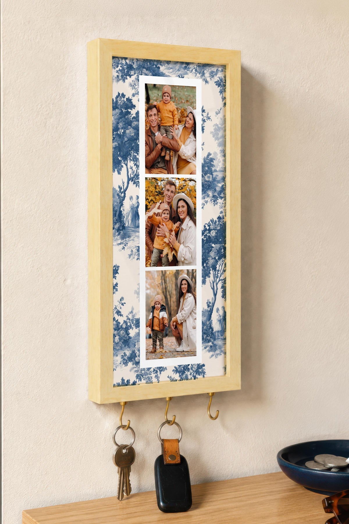 Kişiye Özel Tablo Anahtarlık, Photobooth Stili Bej Fotoğraf Çerçevesi, Vintage Duvar Dekoru