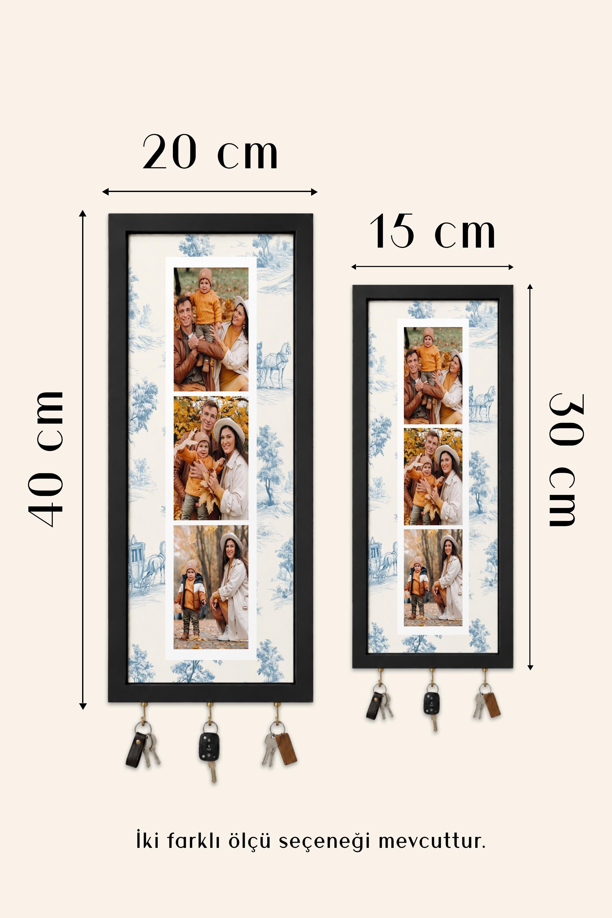 Kişiye Özel Tablo Anahtarlık, Photobooth Stili Bej Fotoğraf Çerçevesi, Vintage Duvar Dekoru