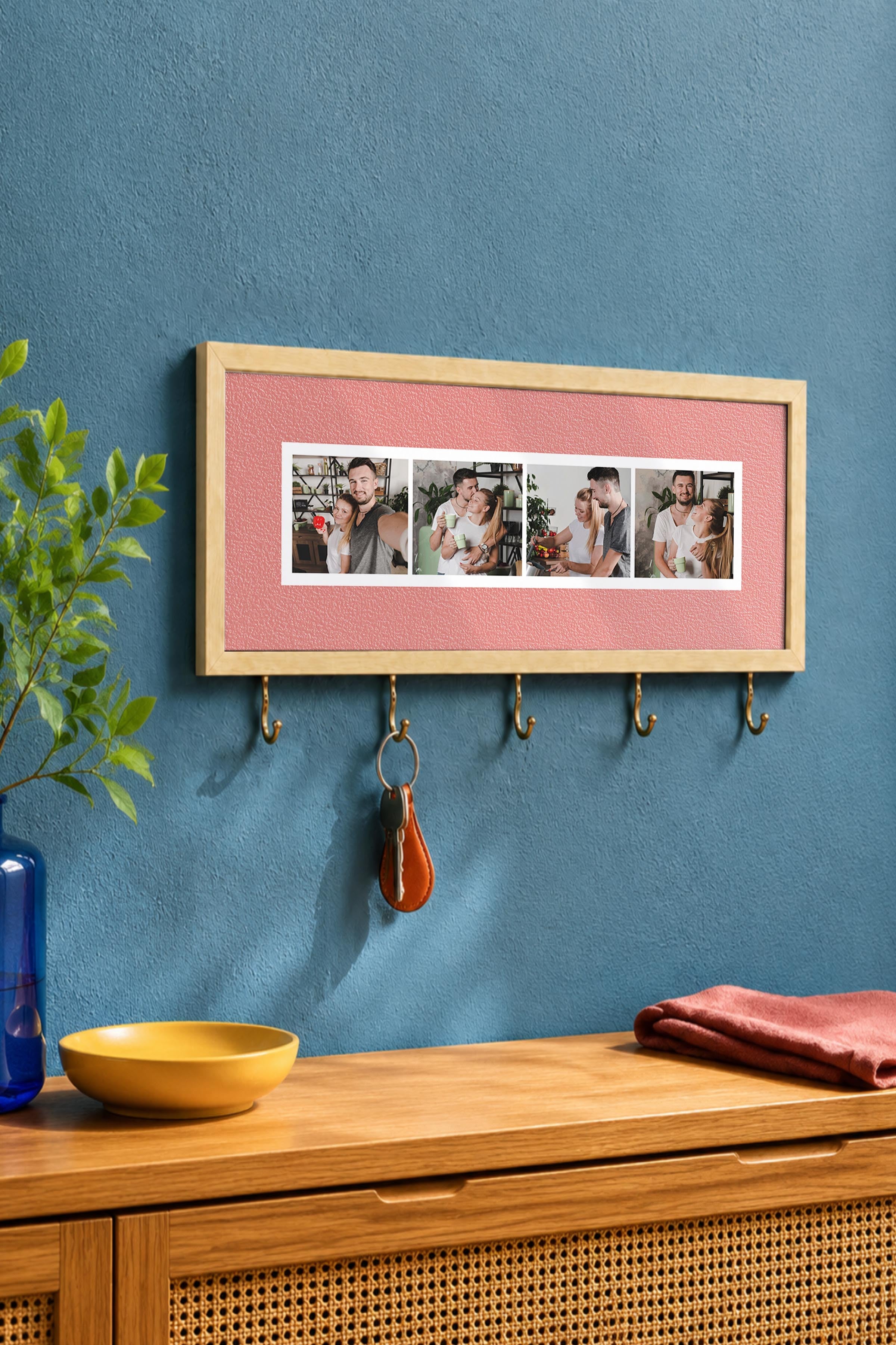 Kişiye Özel Tablo Anahtarlık, Photobooth Stili Bej Fotoğraf Çerçevesi, Vintage Duvar Dekoru