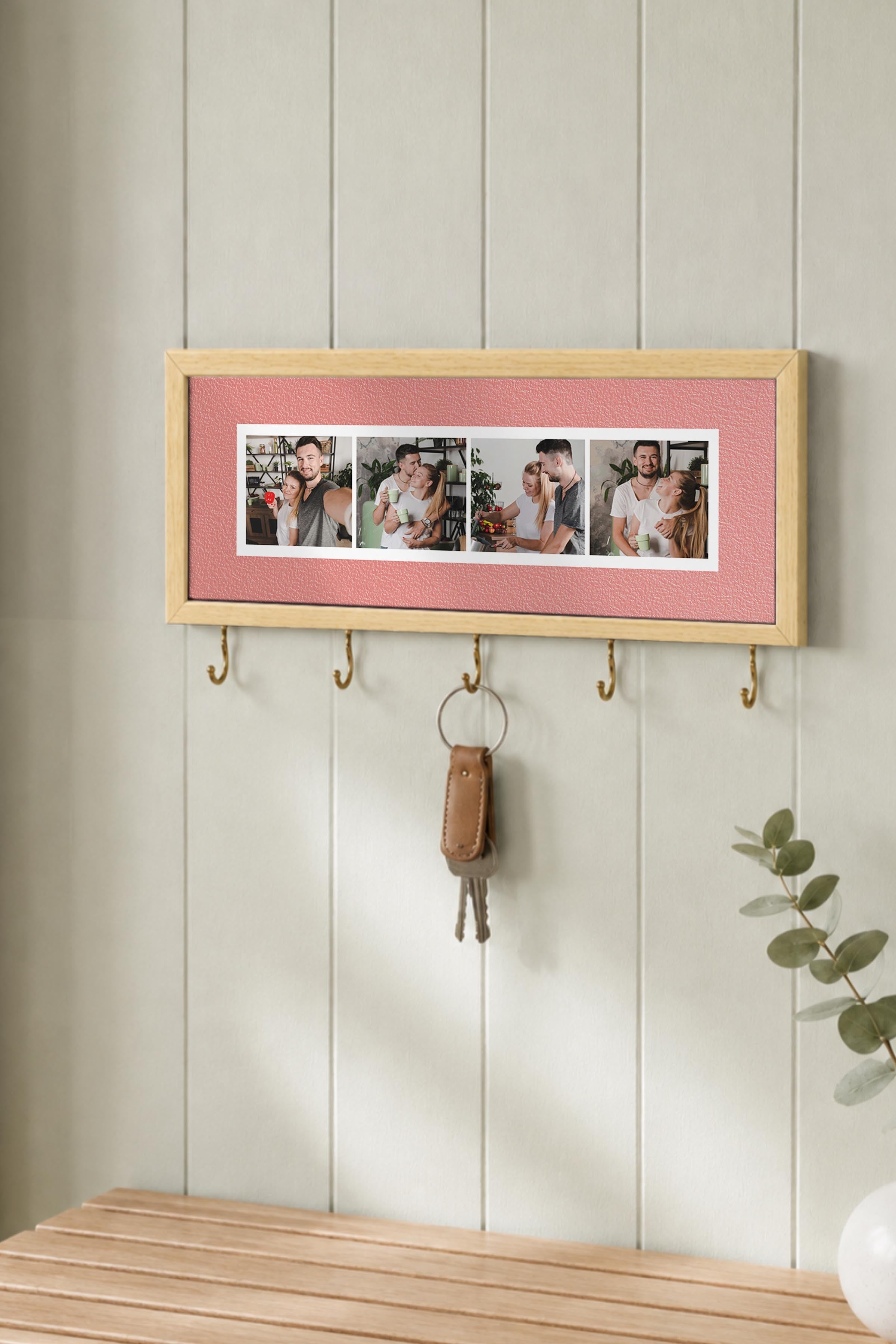 Kişiye Özel Tablo Anahtarlık, Photobooth Stili Bej Fotoğraf Çerçevesi, Vintage Duvar Dekoru