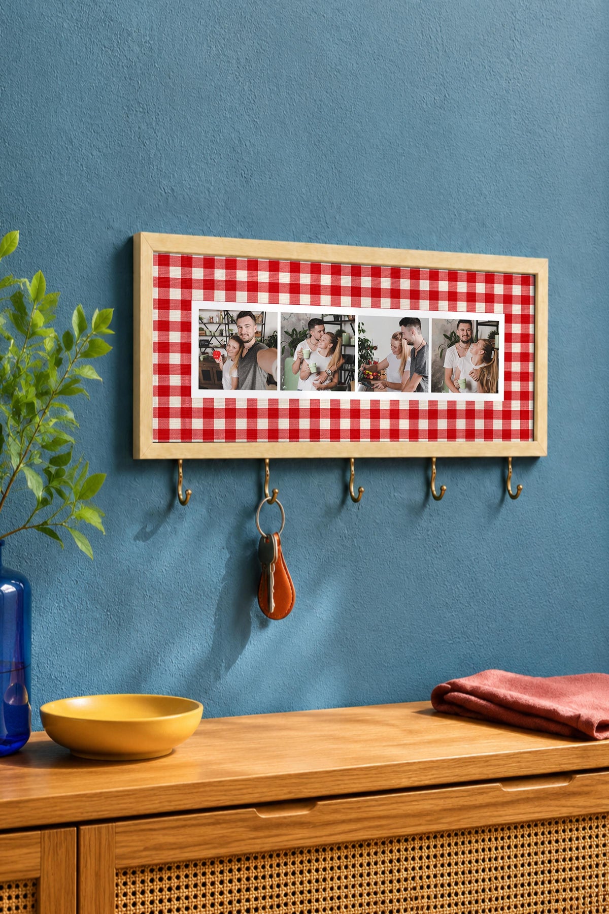 Kişiye Özel Tablo Anahtarlık, Photobooth Stili Bej Fotoğraf Çerçevesi, Vintage Duvar Dekoru
