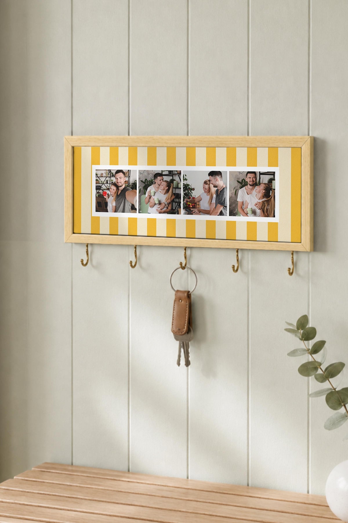 Kişiye Özel Tablo Anahtarlık, Photobooth Stili Bej Fotoğraf Çerçevesi, Vintage Duvar Dekoru