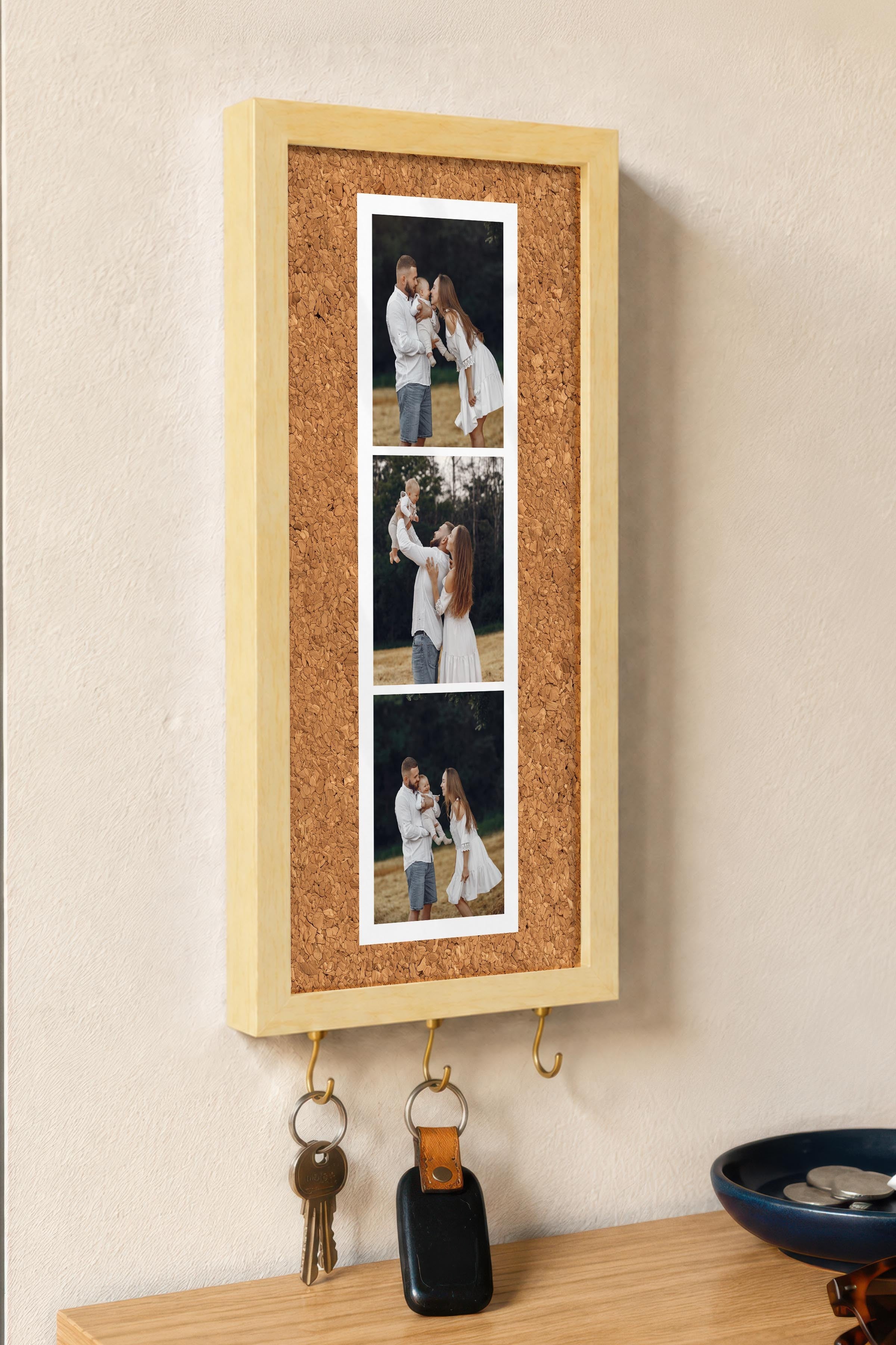 Kişiye Özel Tablo Anahtarlık, Photobooth Stili Bej Fotoğraf Çerçevesi, Vintage Duvar Dekoru