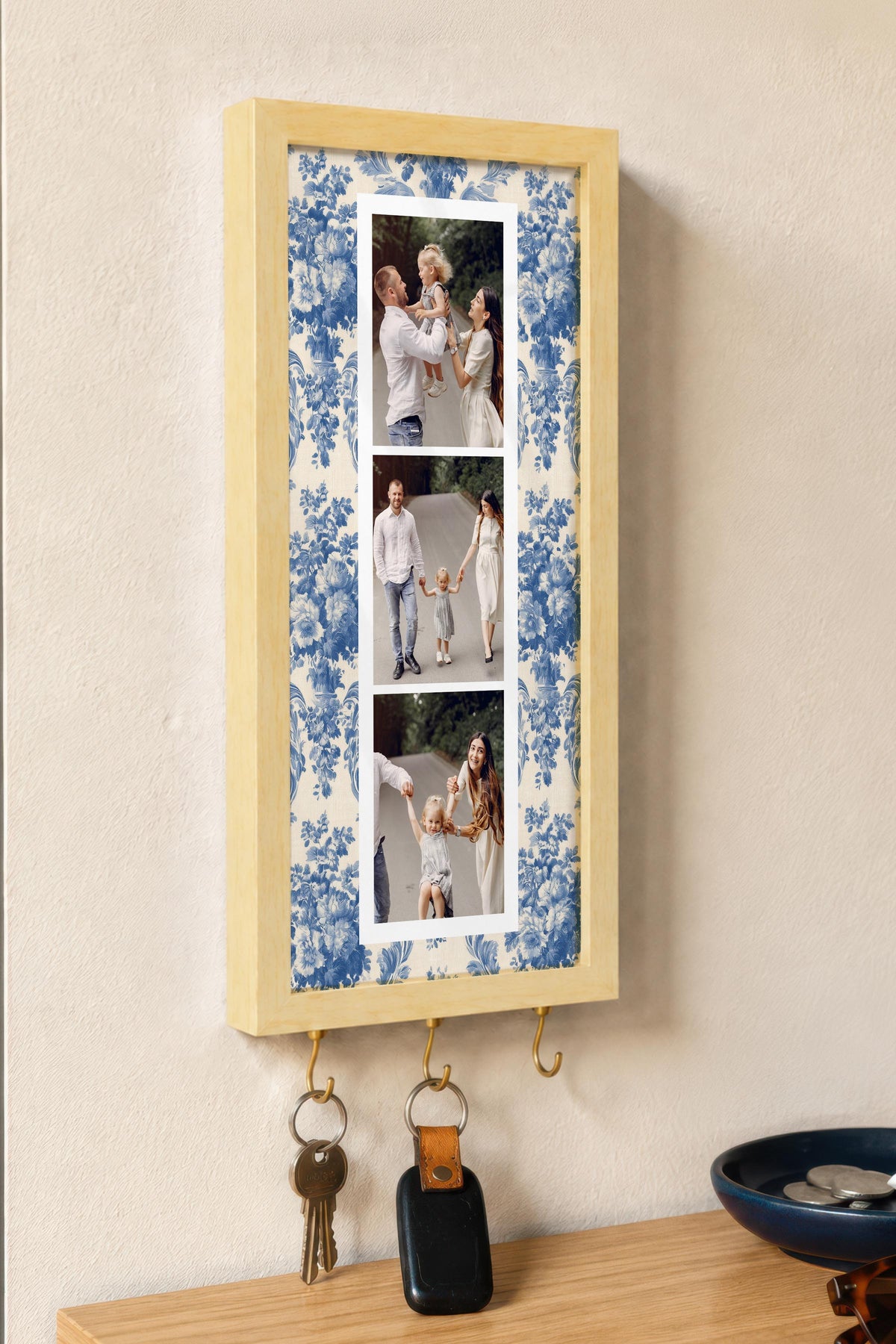 Kişiye Özel Tablo Anahtarlık, Photobooth Stili Bej Fotoğraf Çerçevesi, Vintage Duvar Dekoru