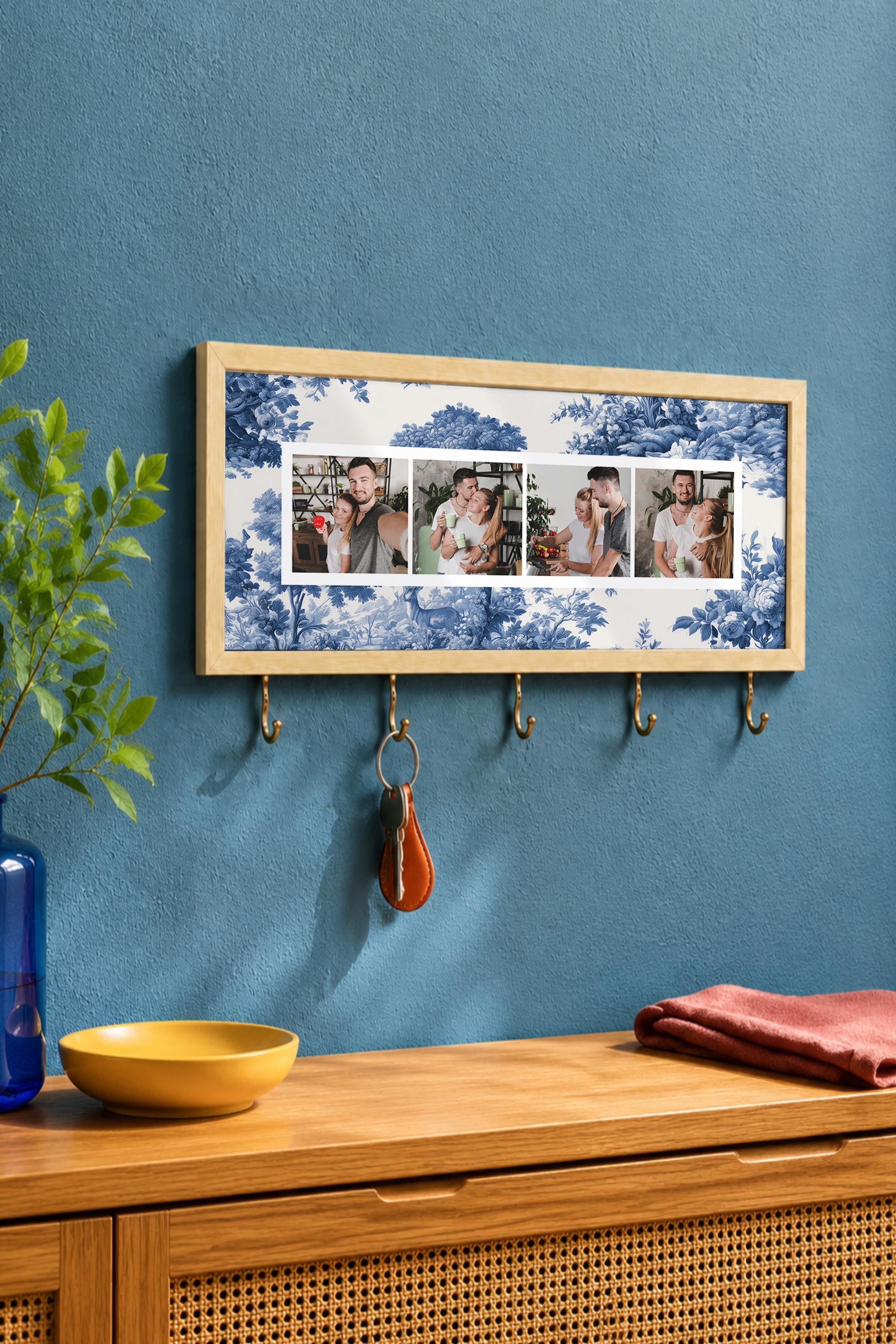 Kişiye Özel Tablo Anahtarlık, Photobooth Stili Bej Fotoğraf Çerçevesi, Vintage Duvar Dekoru