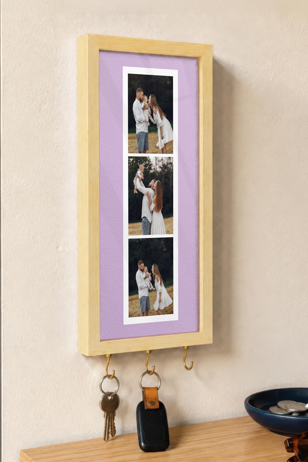 Kişiye Özel Tablo Anahtarlık, Photobooth Stili Bej Fotoğraf Çerçevesi, Vintage Duvar Dekoru