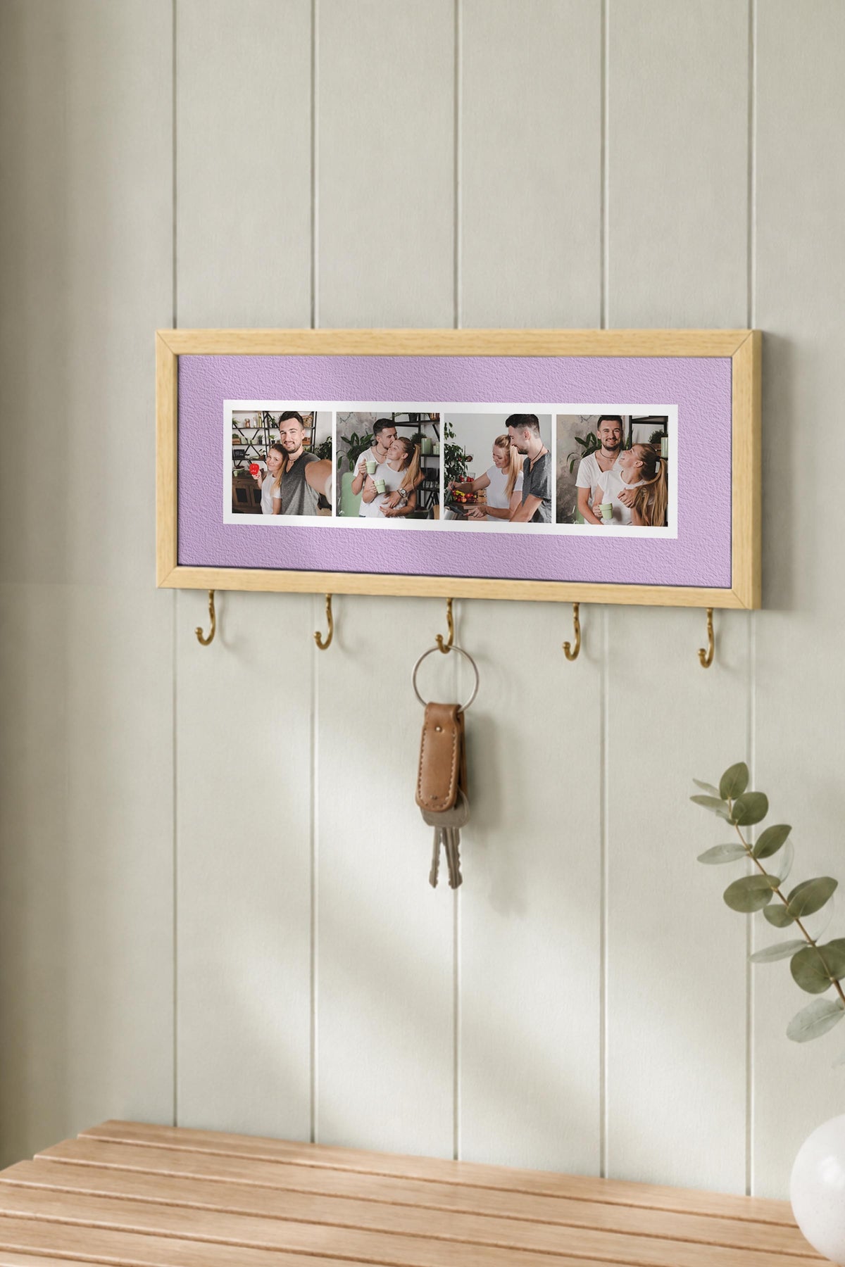 Kişiye Özel Tablo Anahtarlık, Photobooth Stili Bej Fotoğraf Çerçevesi, Vintage Duvar Dekoru