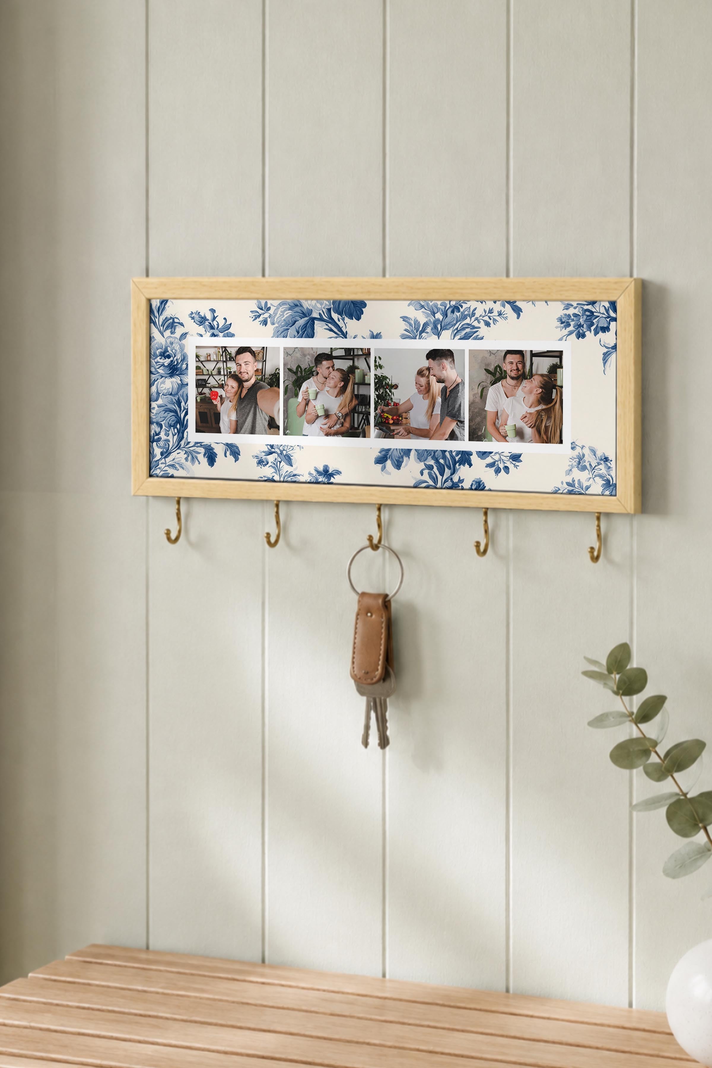 Kişiye Özel Tablo Anahtarlık, Photobooth Stili Bej Fotoğraf Çerçevesi, Vintage Duvar Dekoru