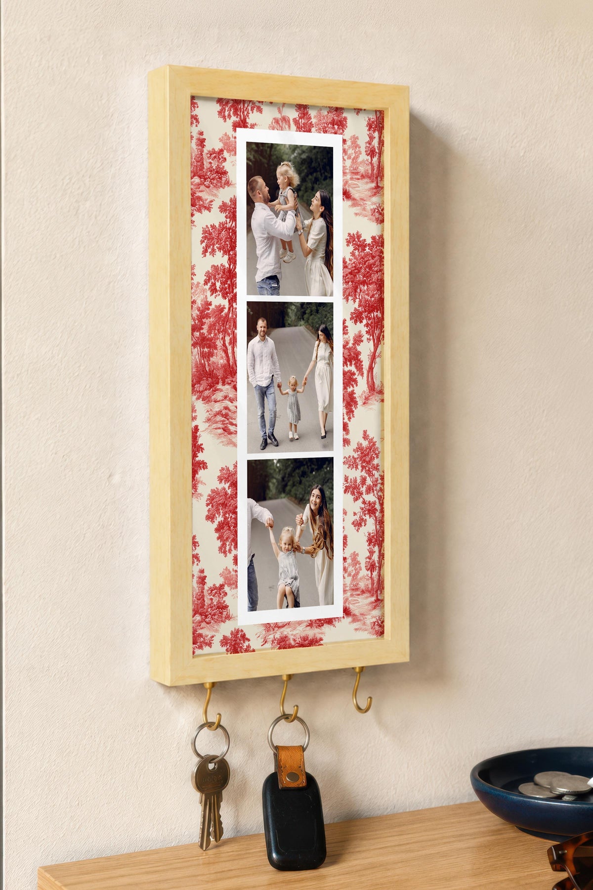 Kişiye Özel Tablo Anahtarlık, Photobooth Stili Bej Fotoğraf Çerçevesi, Vintage Duvar Dekoru