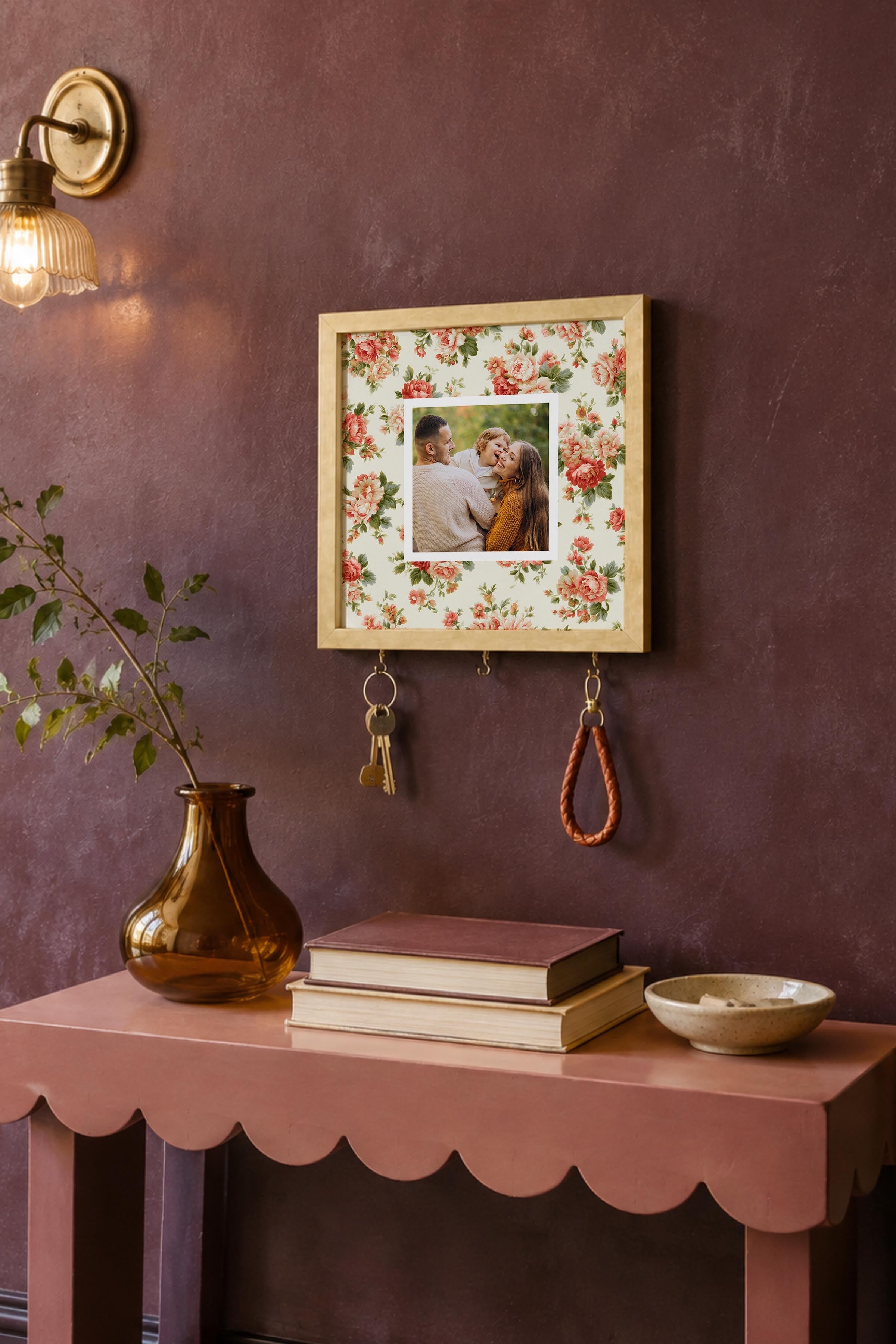 Kişiye Özel Tablo Anahtarlık, Photobooth Stili Bej Fotoğraf Çerçevesi, Vintage Duvar Dekoru