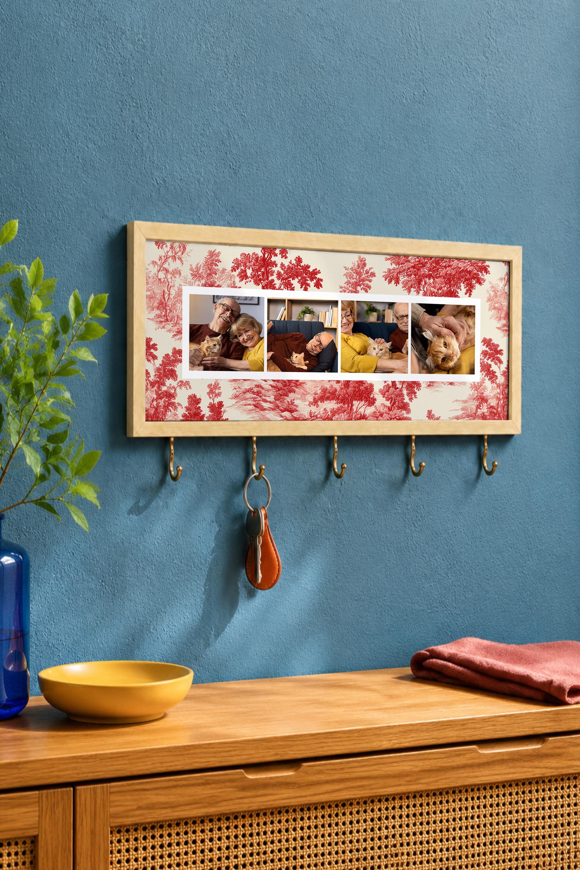 Kişiye Özel Tablo Anahtarlık, Photobooth Stili Bej Fotoğraf Çerçevesi, Vintage Duvar Dekoru