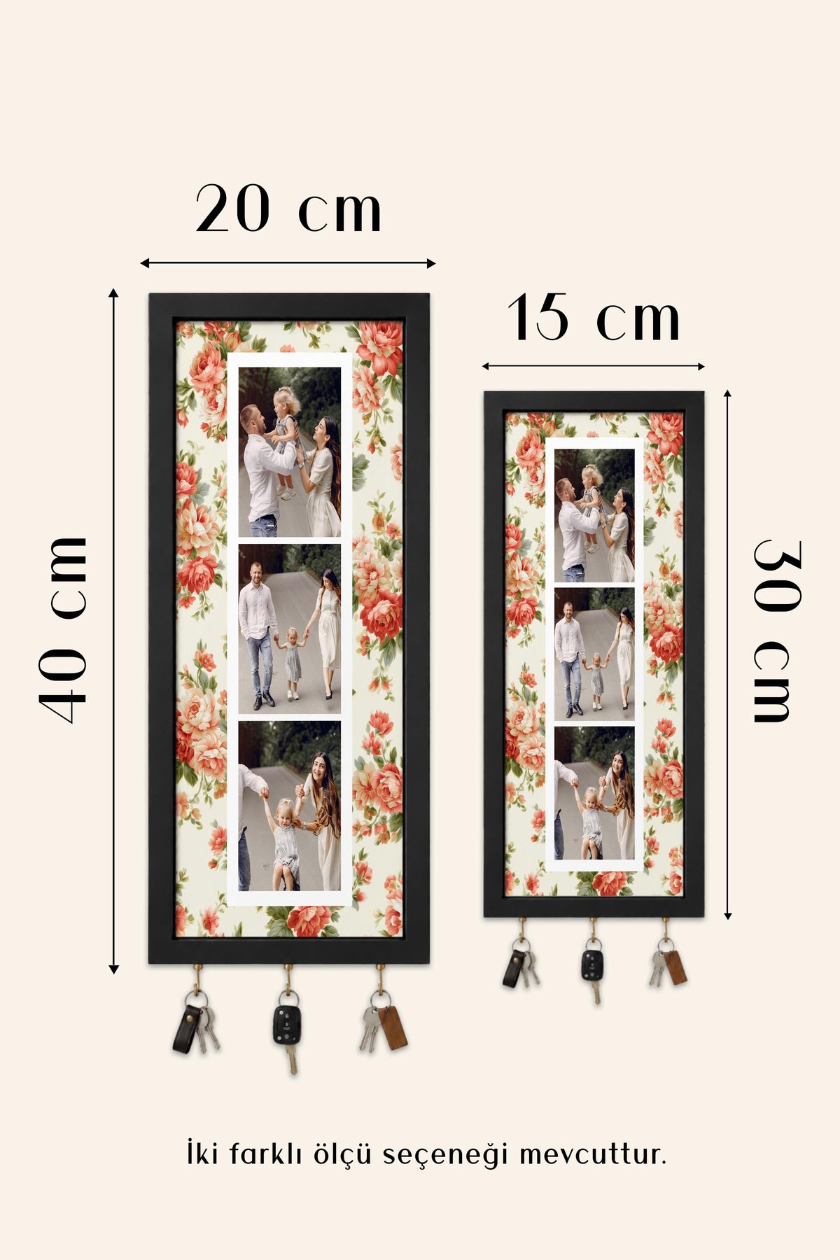 Kişiye Özel Tablo Anahtarlık, Photobooth Stili Bej Fotoğraf Çerçevesi, Vintage Duvar Dekoru