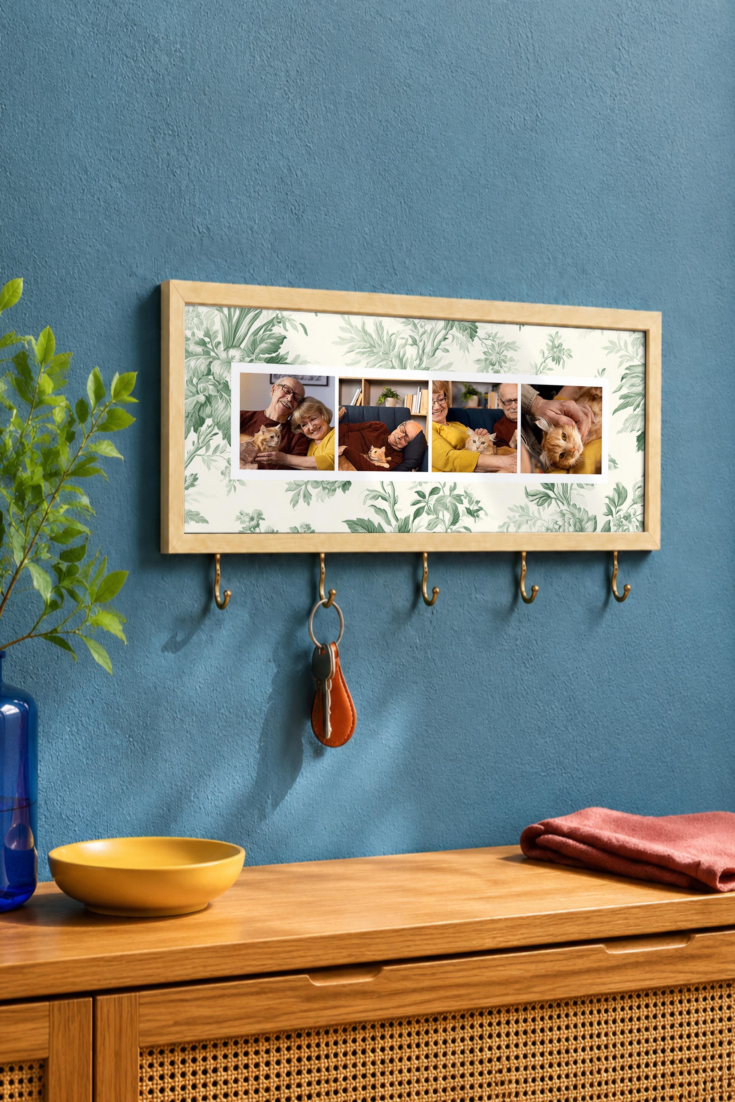 Kişiye Özel Tablo Anahtarlık, Photobooth Stili Bej Fotoğraf Çerçevesi, Vintage Duvar Dekoru