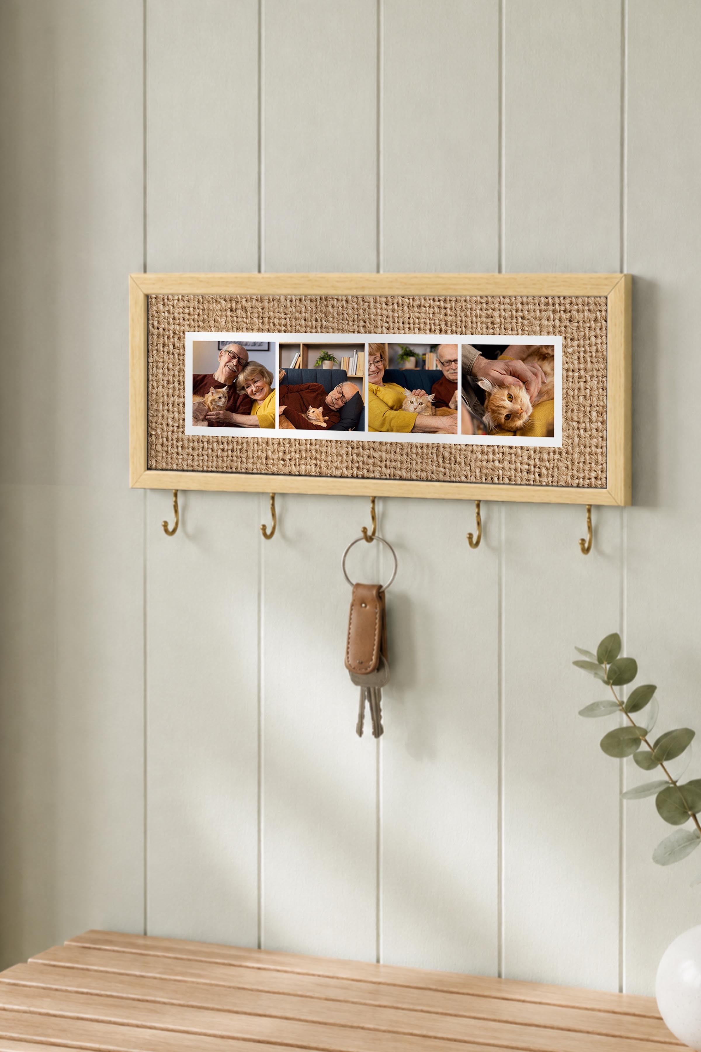 Kişiye Özel Tablo Anahtarlık, Photobooth Stili Bej Fotoğraf Çerçevesi, Vintage Duvar Dekoru