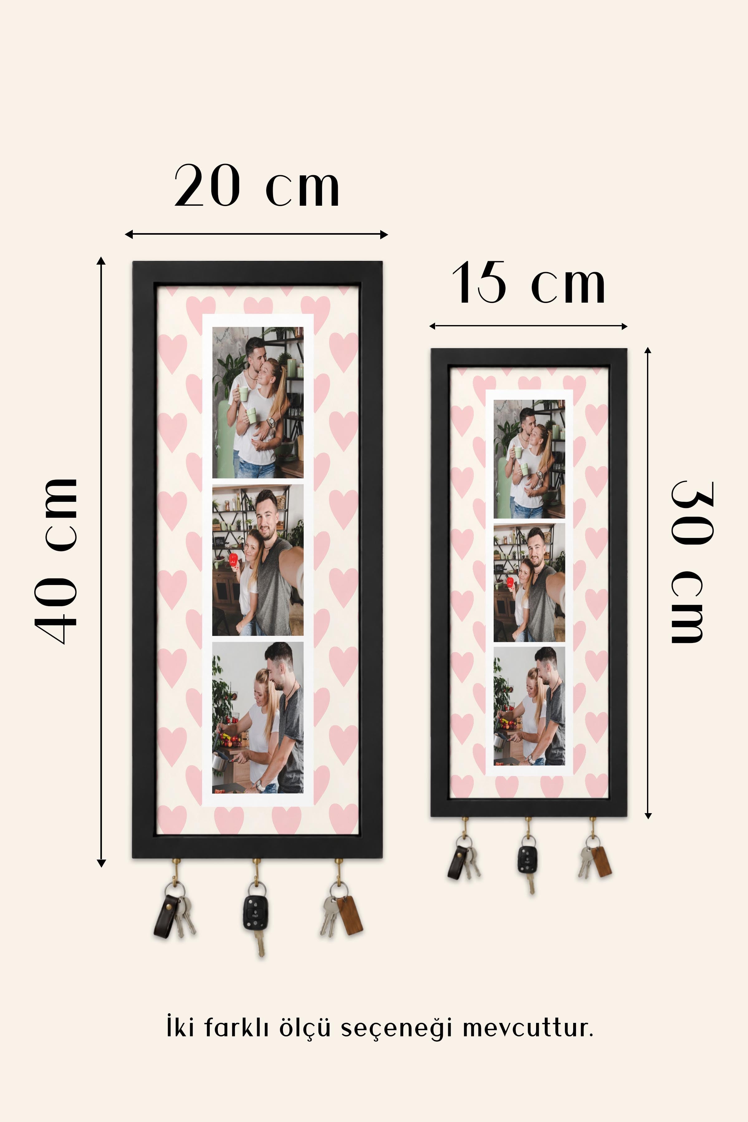 Kişiye Özel Tablo Anahtarlık, Photobooth Stili Bej Fotoğraf Çerçevesi, Vintage Duvar Dekoru
