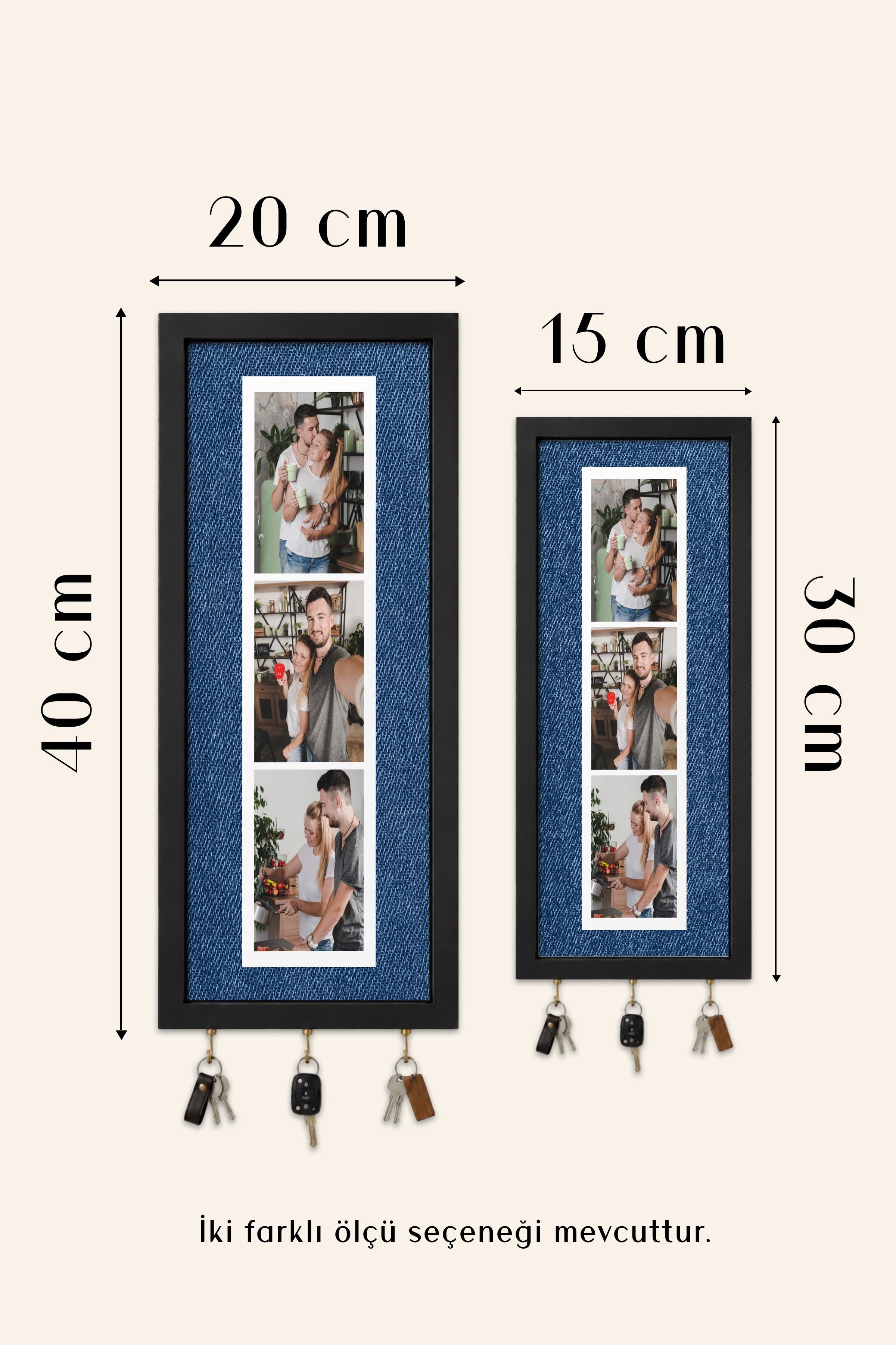 Kişiye Özel Tablo Anahtarlık, Photobooth Stili Bej Fotoğraf Çerçevesi, Vintage Duvar Dekoru