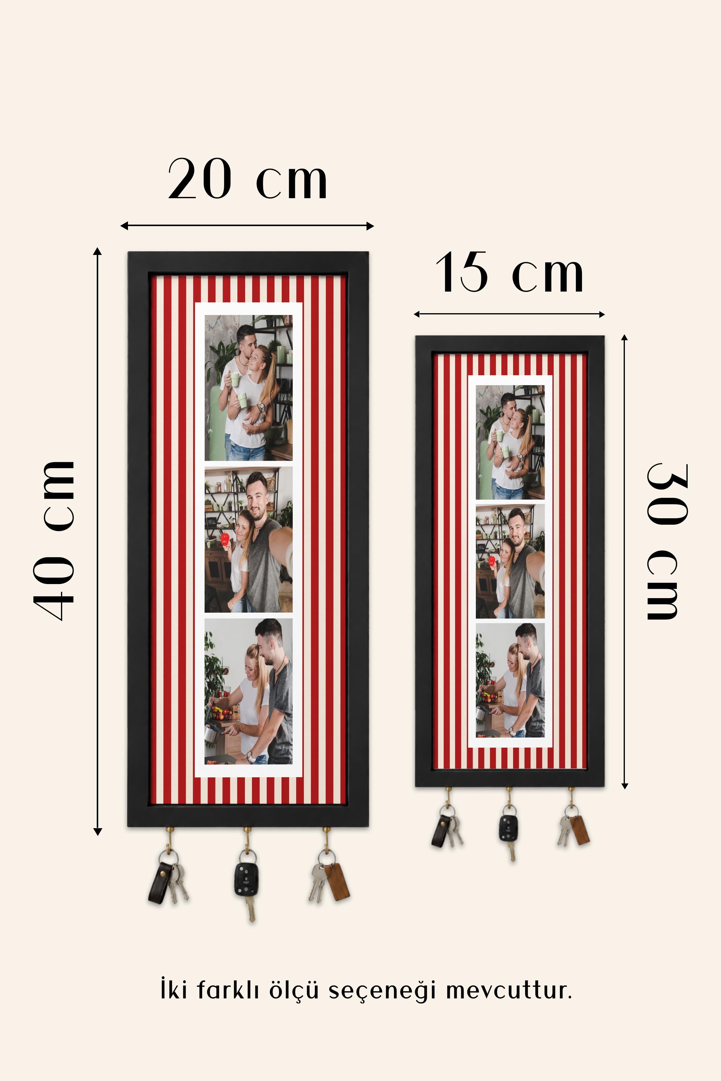 Kişiye Özel Tablo Anahtarlık, Photobooth Stili Bej Fotoğraf Çerçevesi, Vintage Duvar Dekoru
