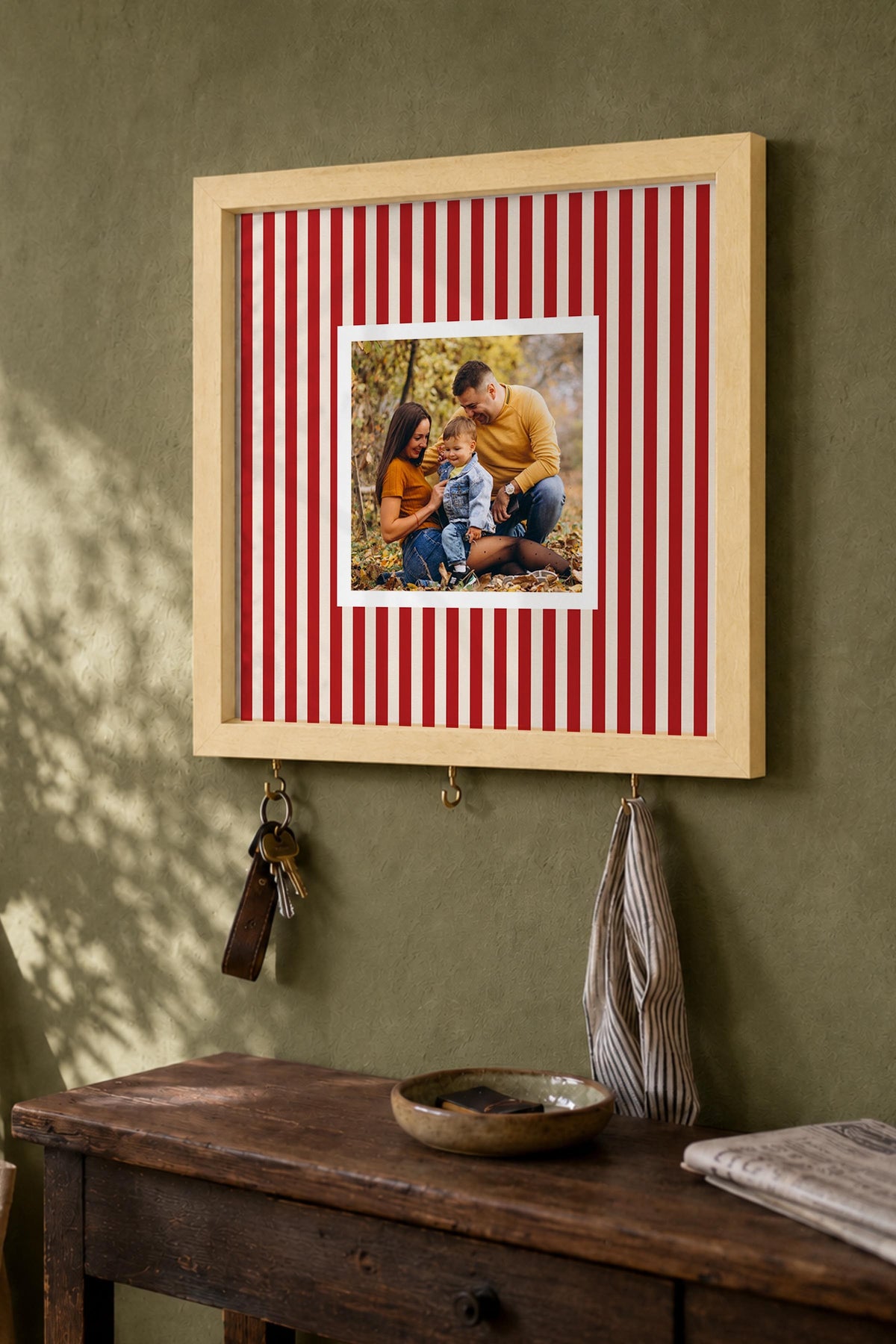 Kişiye Özel Tablo Anahtarlık, Photobooth Stili Bej Fotoğraf Çerçevesi, Vintage Duvar Dekoru