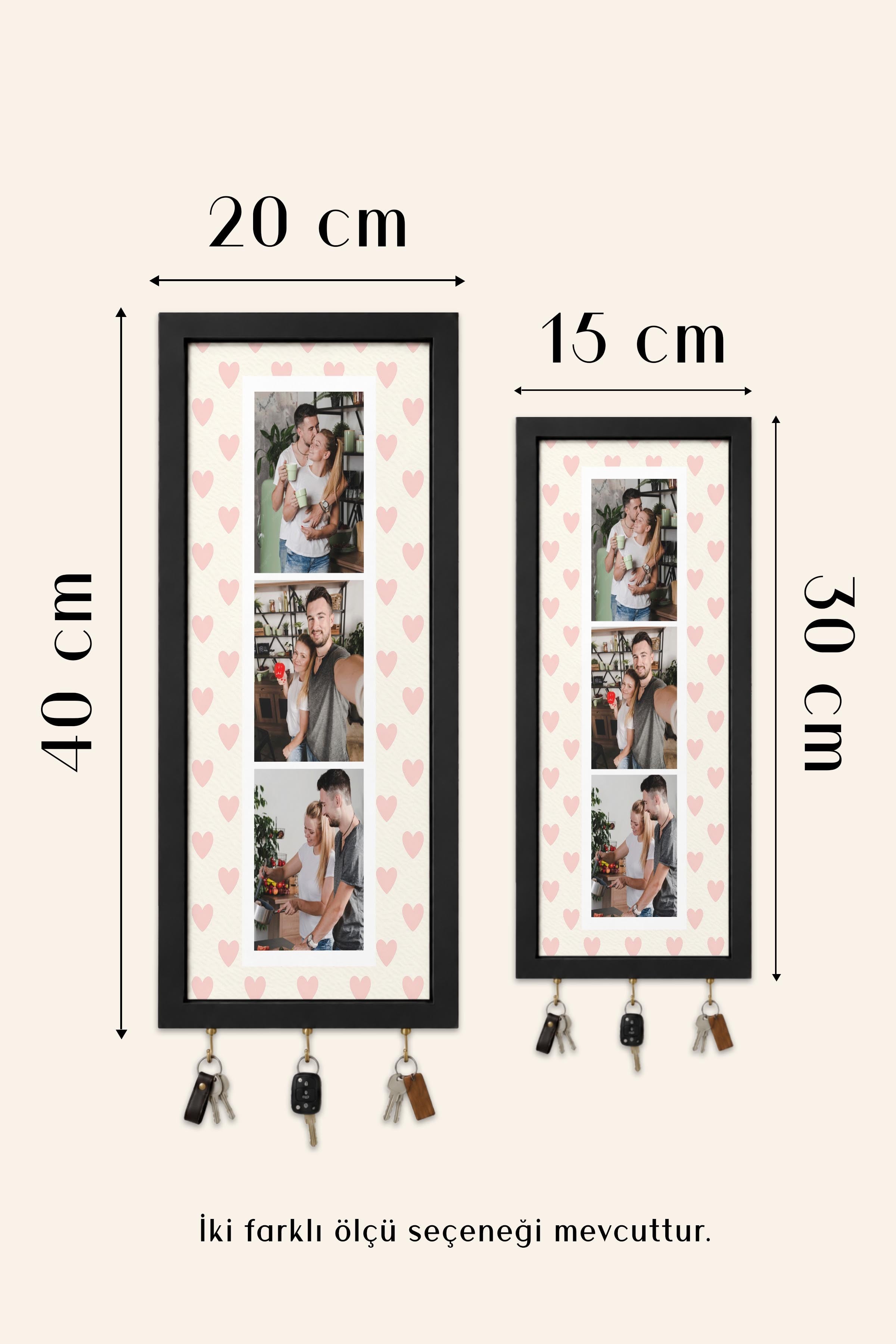 Kişiye Özel Tablo Anahtarlık, Photobooth Stili Bej Fotoğraf Çerçevesi, Vintage Duvar Dekoru