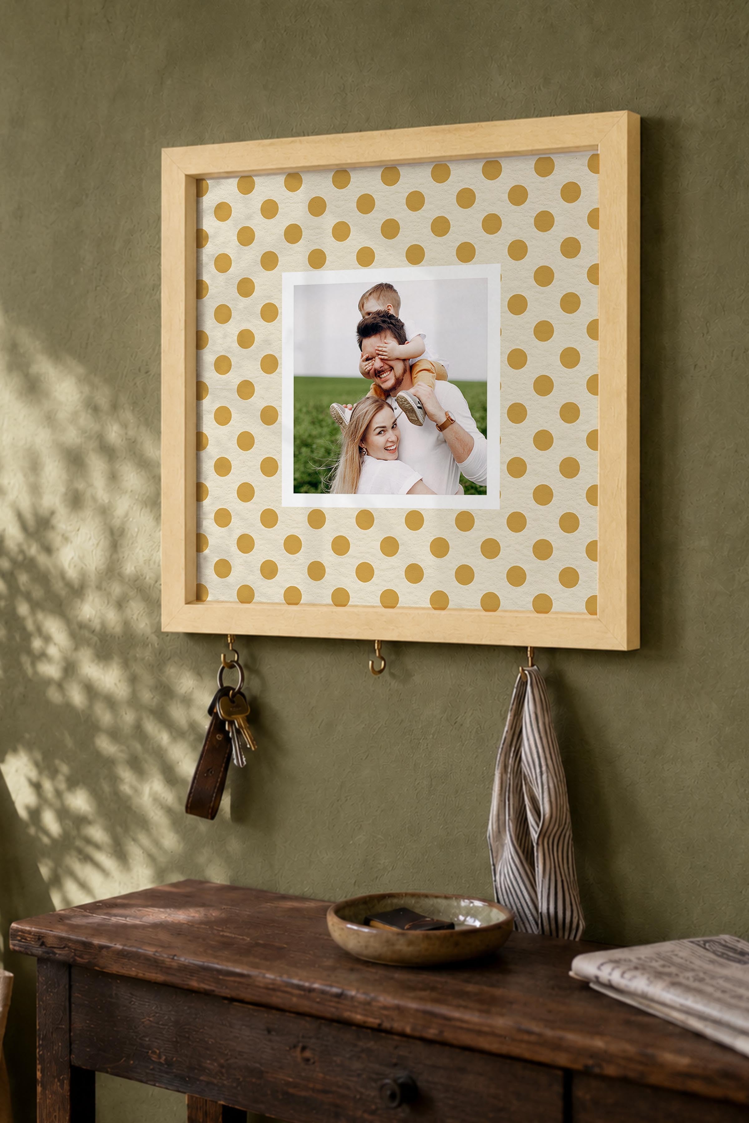 Kişiye Özel Tablo Anahtarlık, Photobooth Stili Bej Fotoğraf Çerçevesi, Vintage Duvar Dekoru